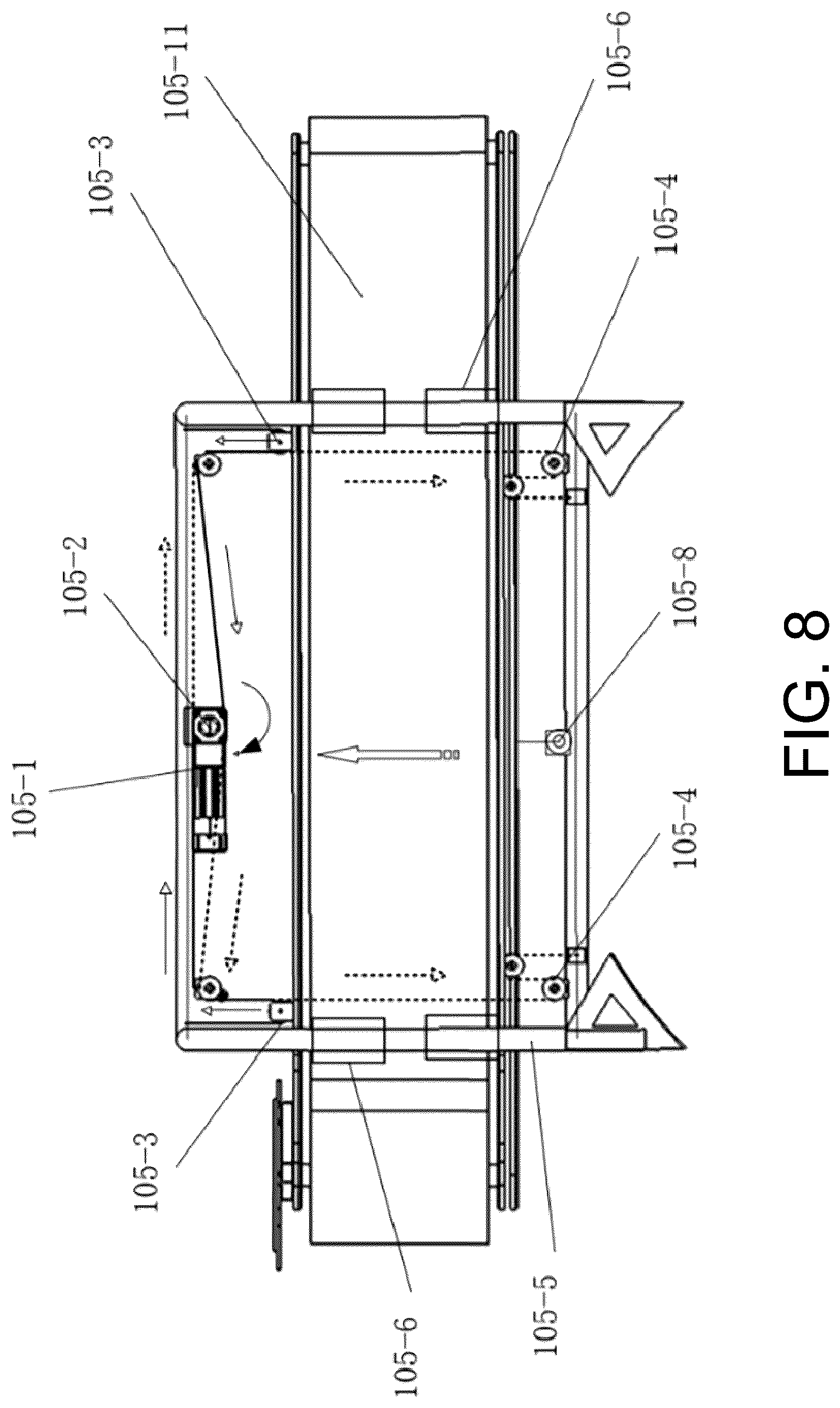 Patent US12396396 Figure 8 – Upstanding clamping longitudinal conveyor system for whole-stem reed harvesting, method, and harvester