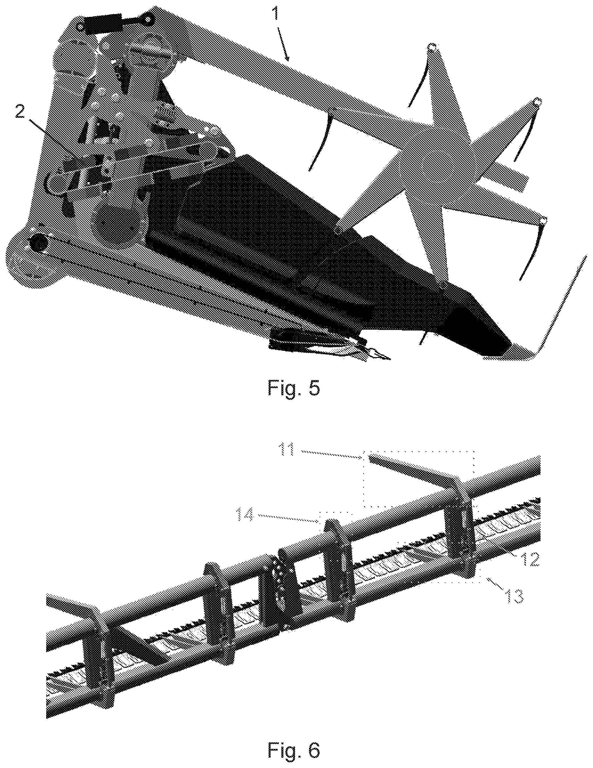 Patent US12396399 Figure 3 – Reel and cutter bar floating system for a combine harvester platform, combine harvester platform and agricultural machine