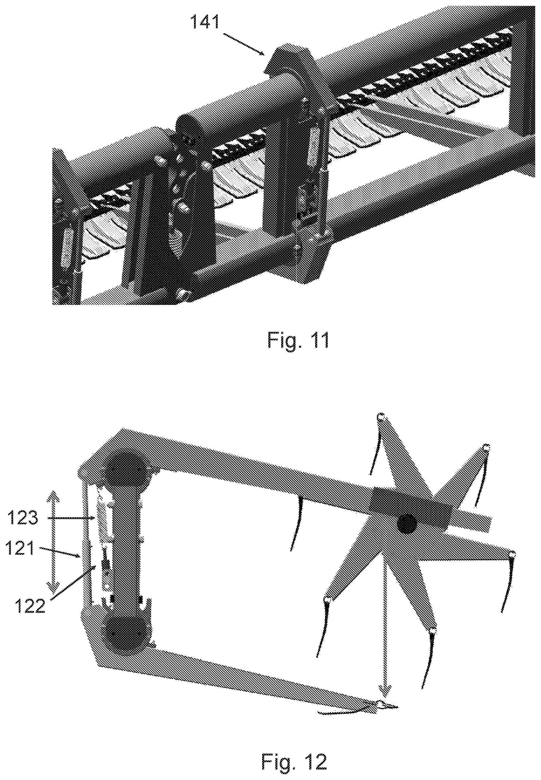 Patent US12396399 Figure 6 – Reel and cutter bar floating system for a combine harvester platform, combine harvester platform and agricultural machine