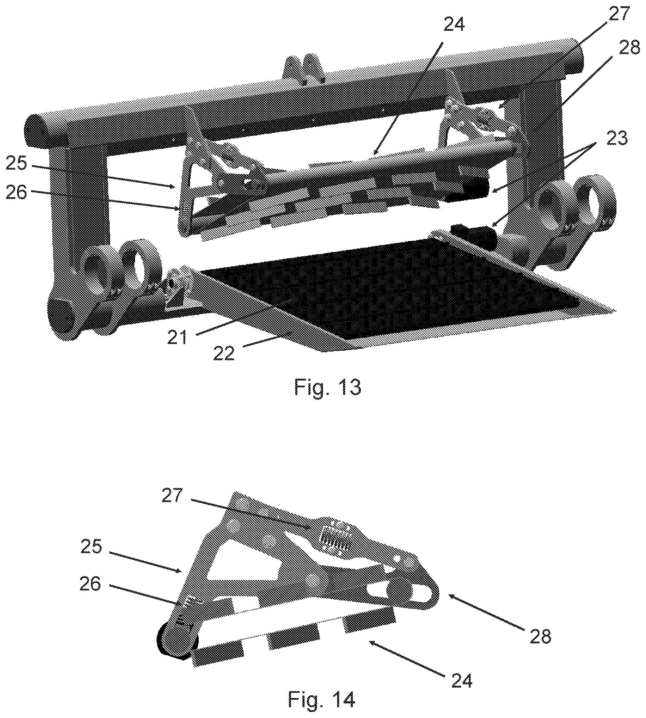 Patent US12396399 Figure 7 – Reel and cutter bar floating system for a combine harvester platform, combine harvester platform and agricultural machine