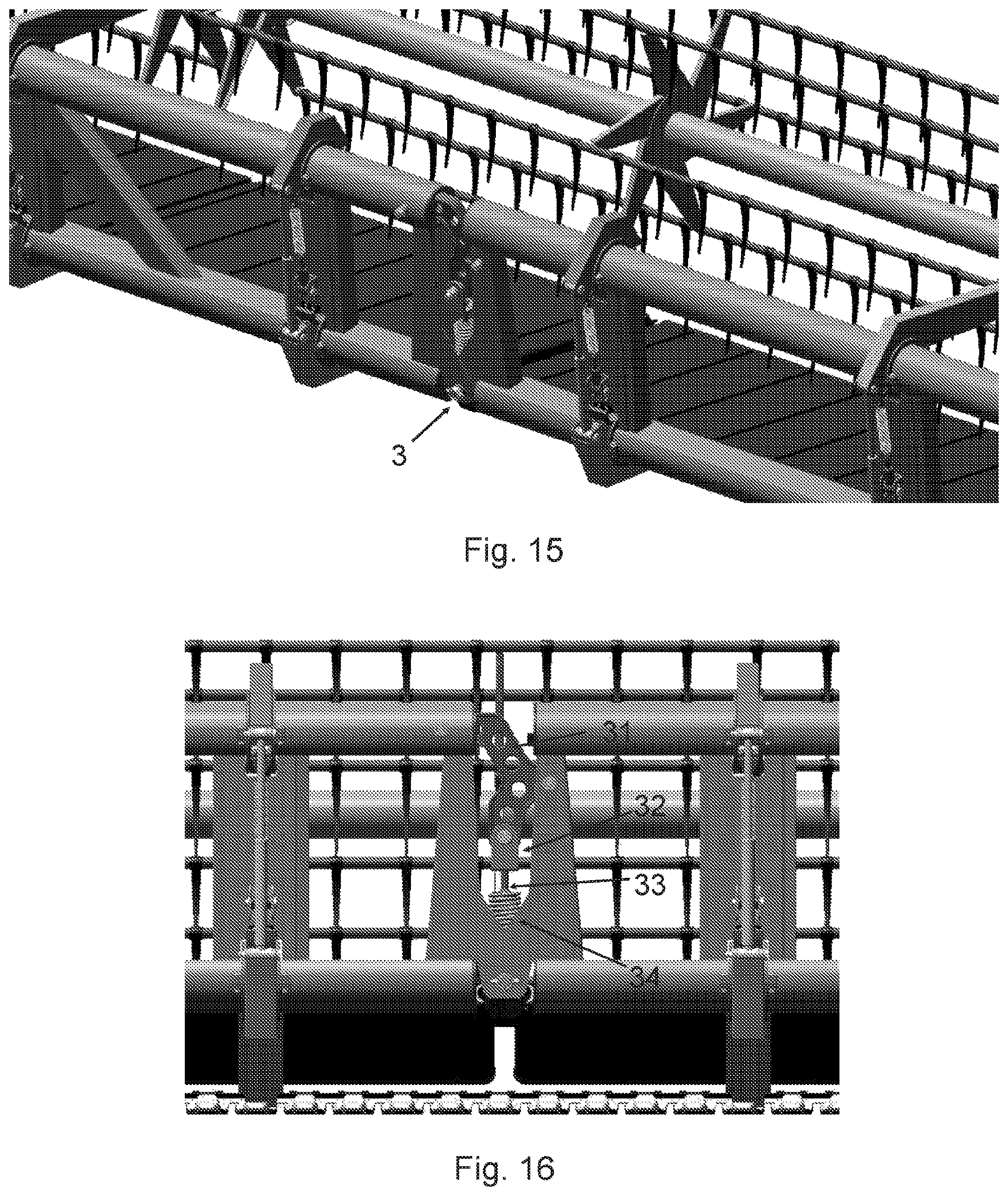 Patent US12396399 Figure 8 – Reel and cutter bar floating system for a combine harvester platform, combine harvester platform and agricultural machine