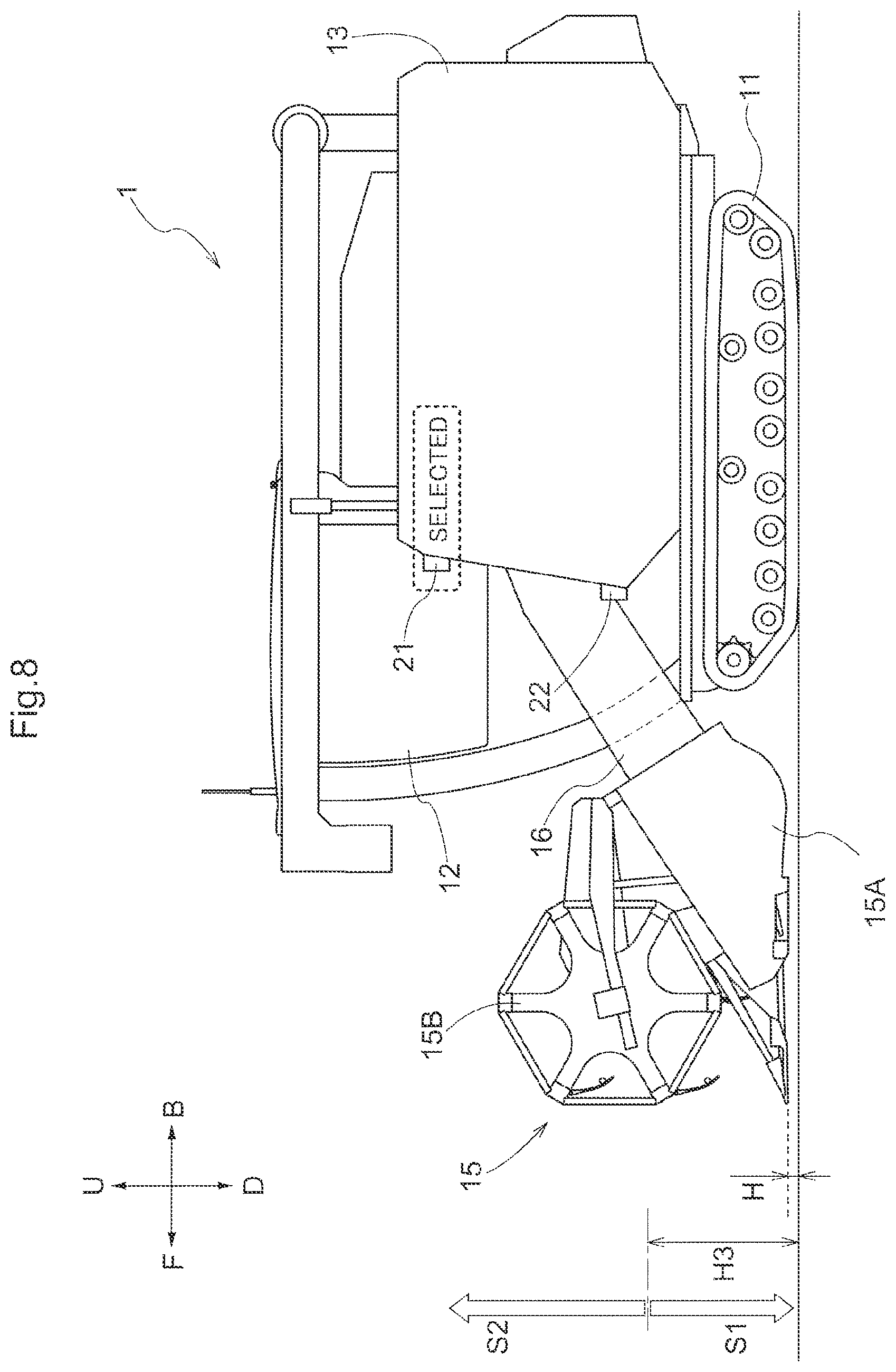 Patent US12396401 Figure 8 – Harvesting machine, obstacle determination program, recording medium on which obstacle determination program is recorded, obstacle determination method, agricultural work machine, control program, recording medium on which control program is recorded, and control method