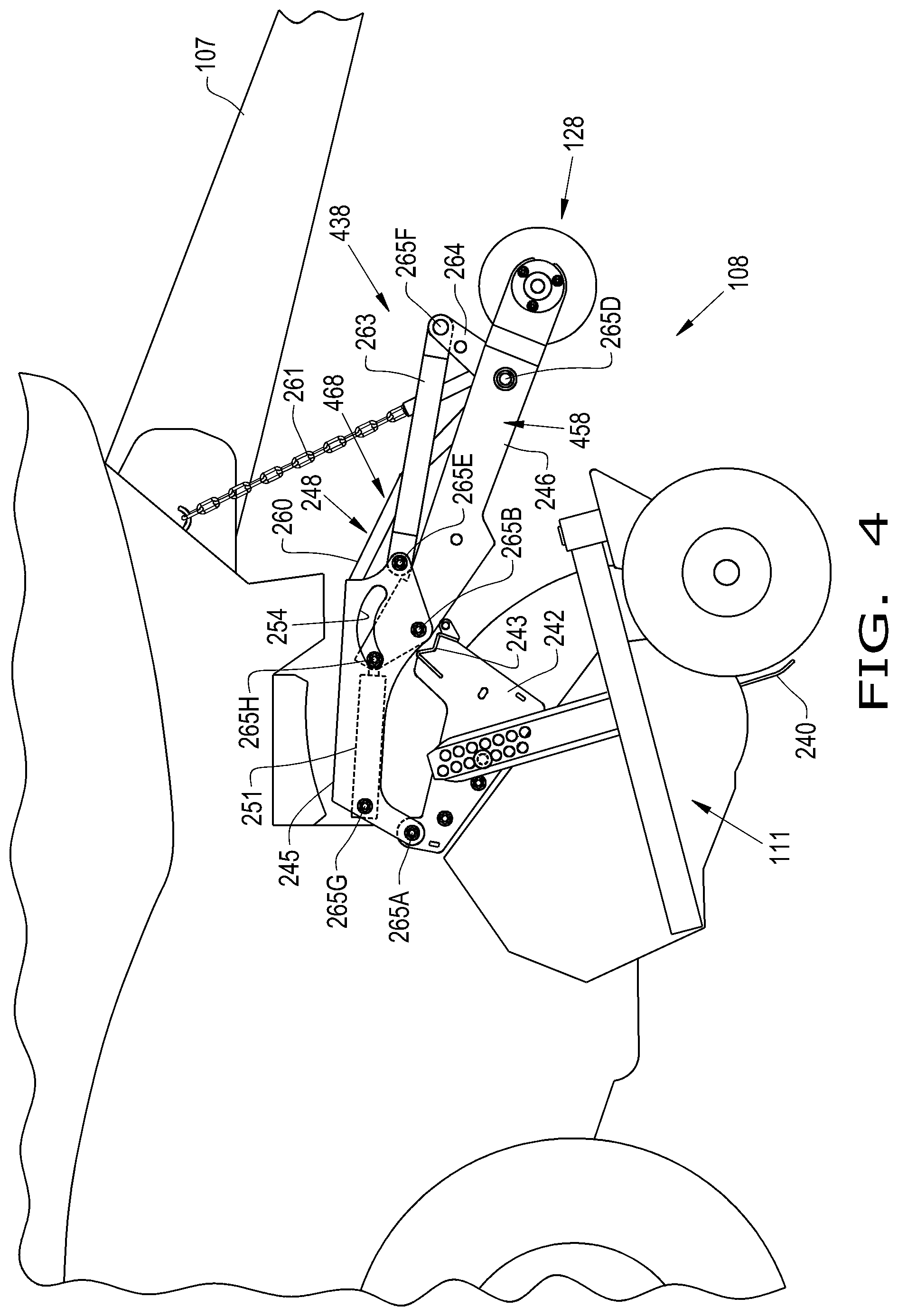 Patent US12396404 Figure 4 – Repositionable windguard assembly for agricultural baler feeder system