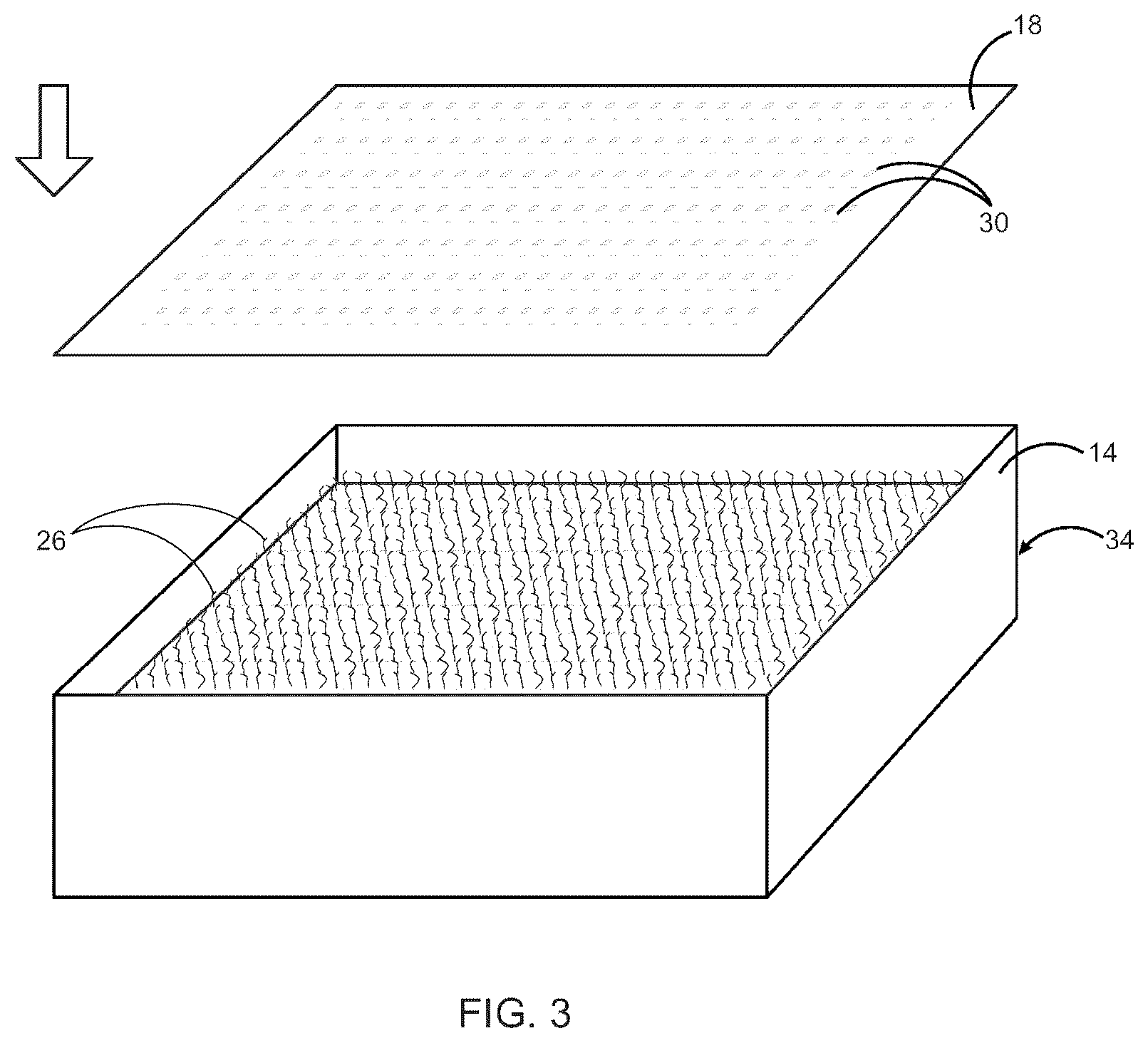 Patent US12396409 Figure 3 – Mycelium growth bed with perforation layer and related method for creating a uniform sheet of mycelium from a solid-state medium
