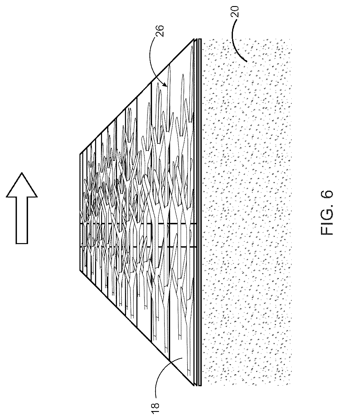 Patent US12396409 Figure 6 – Mycelium growth bed with perforation layer and related method for creating a uniform sheet of mycelium from a solid-state medium