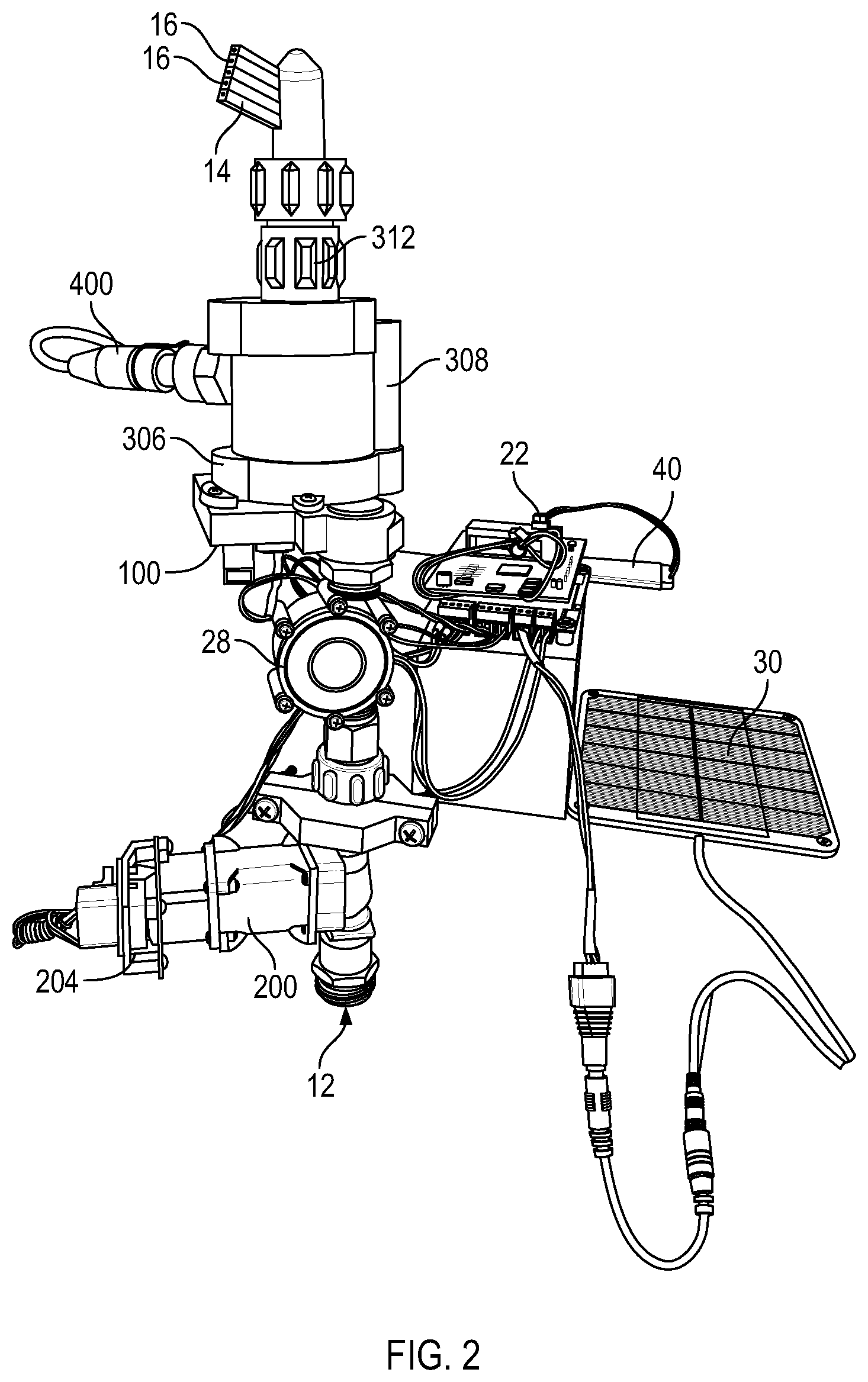 Patent US12396412 Figure 2 – Location awareness and gesture control for an electronically controlled sprinkler system
