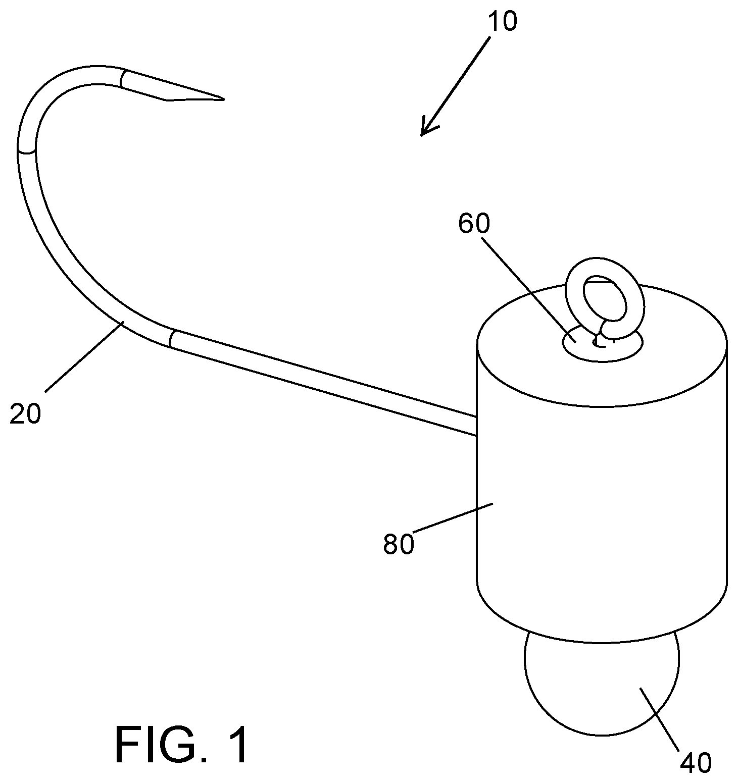 Patent US12396446 Figure 1 – Interchangeable fishing jig head