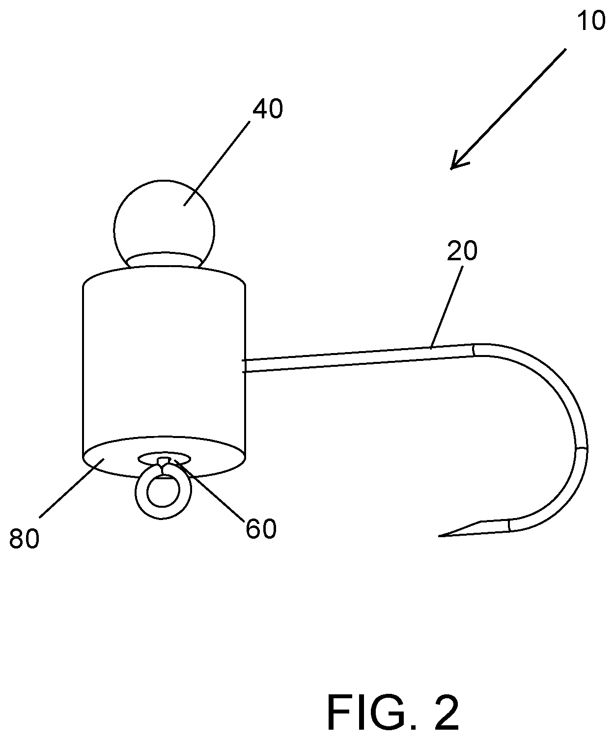 Patent US12396446 Figure 2 – Interchangeable fishing jig head