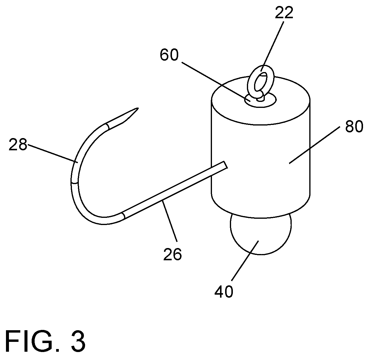 Patent US12396446 Figure 3 – Interchangeable fishing jig head
