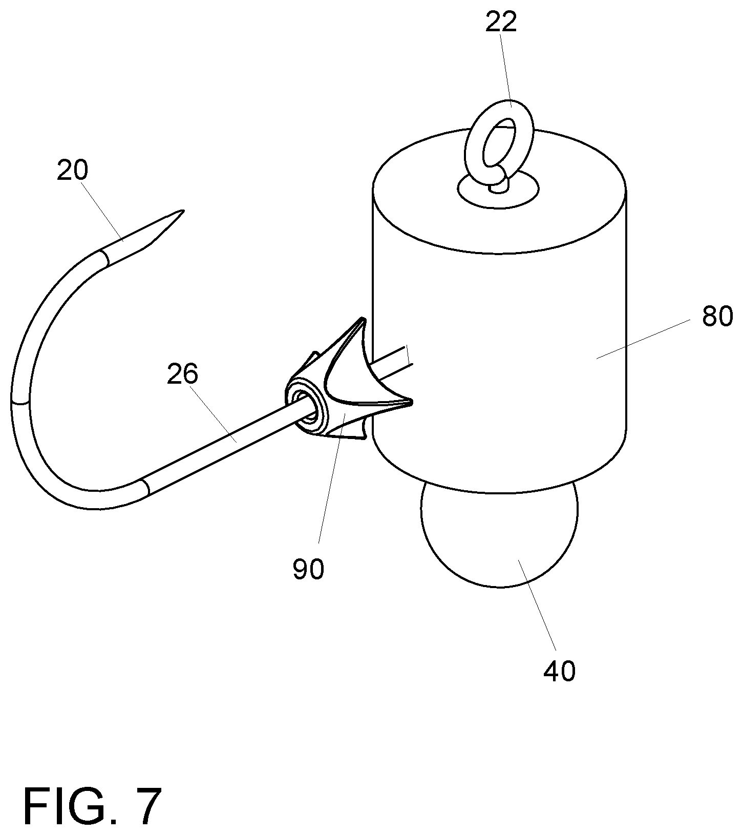 Patent US12396446 Figure 7 – Interchangeable fishing jig head