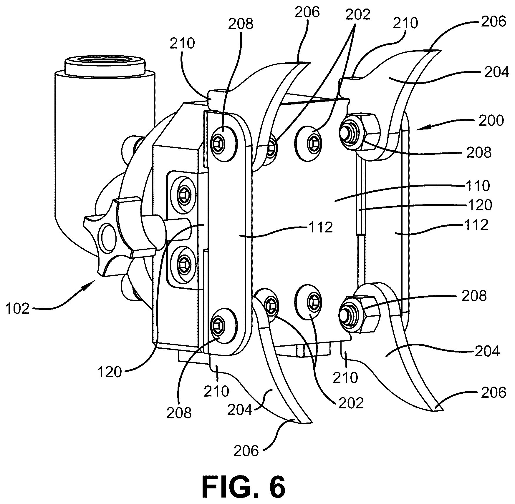 Patent US12396452 Figure 6 – Mounting brackets and utility mount