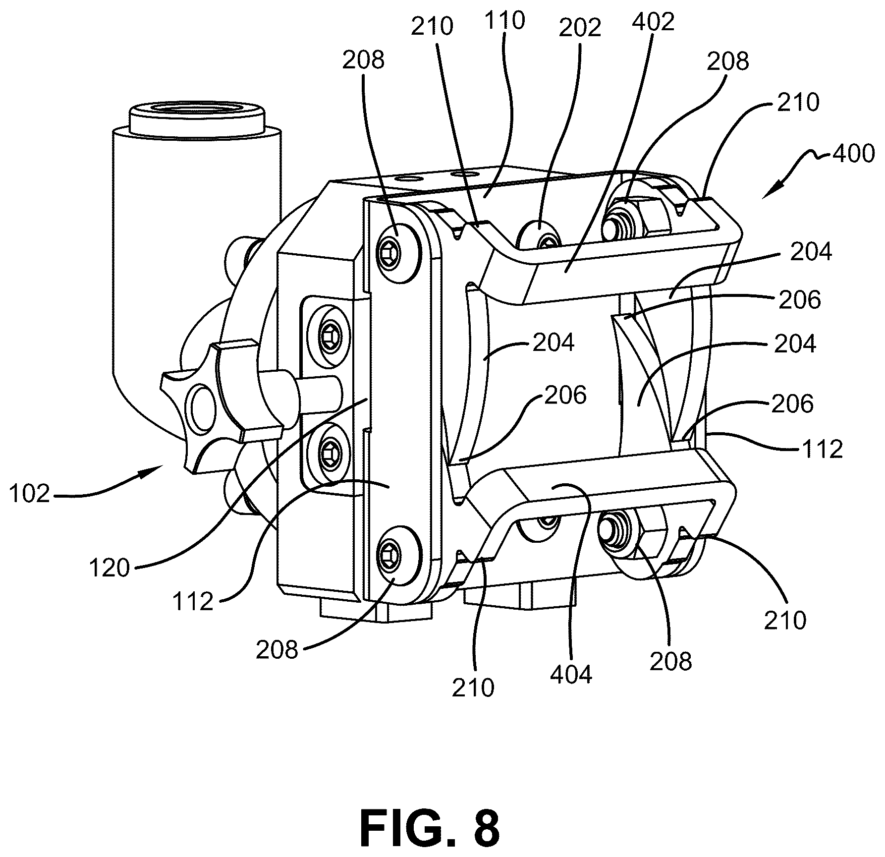 Patent US12396452 Figure 8 – Mounting brackets and utility mount