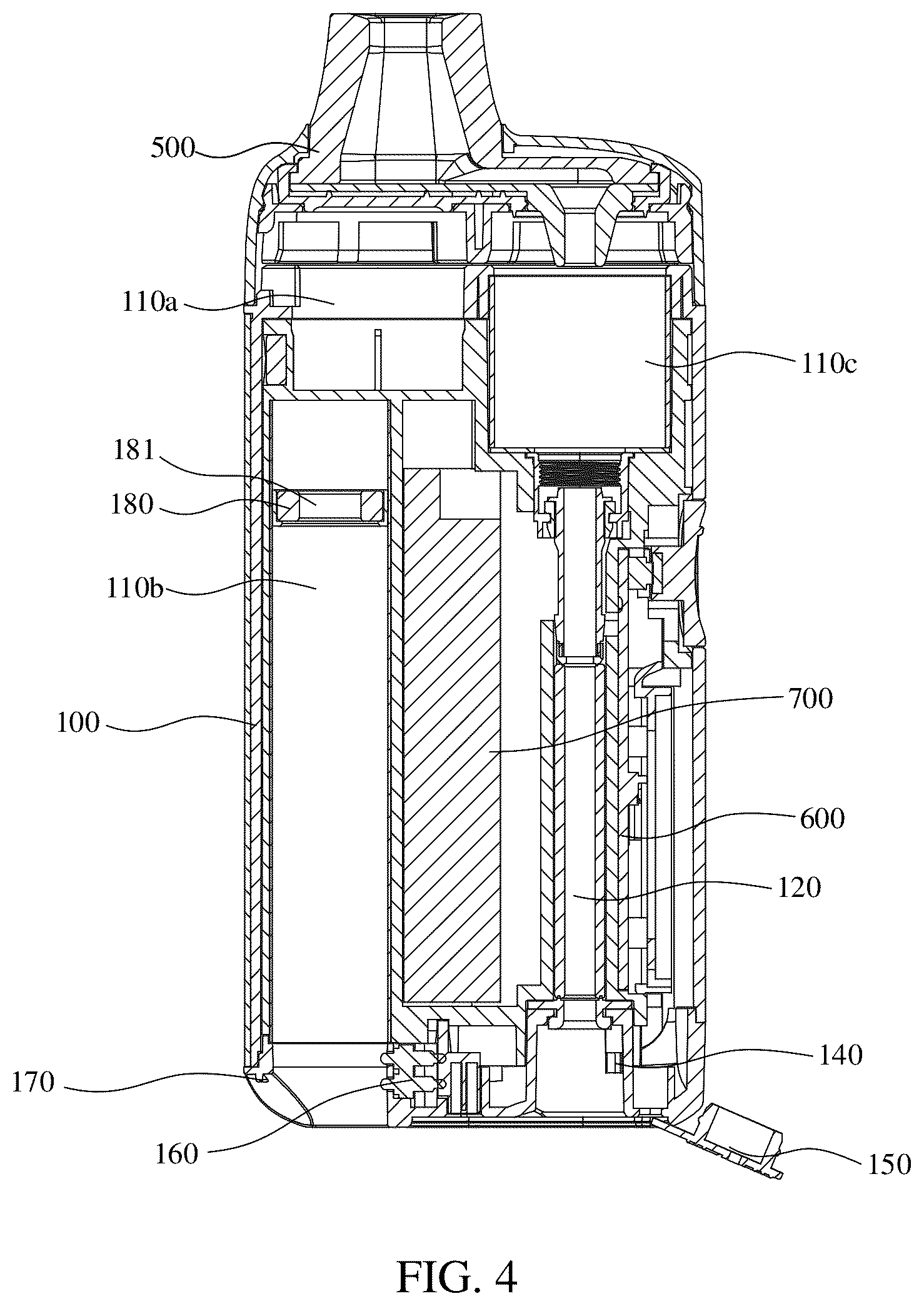 Patent US12396485 Figure 4 – Electronic atomizer