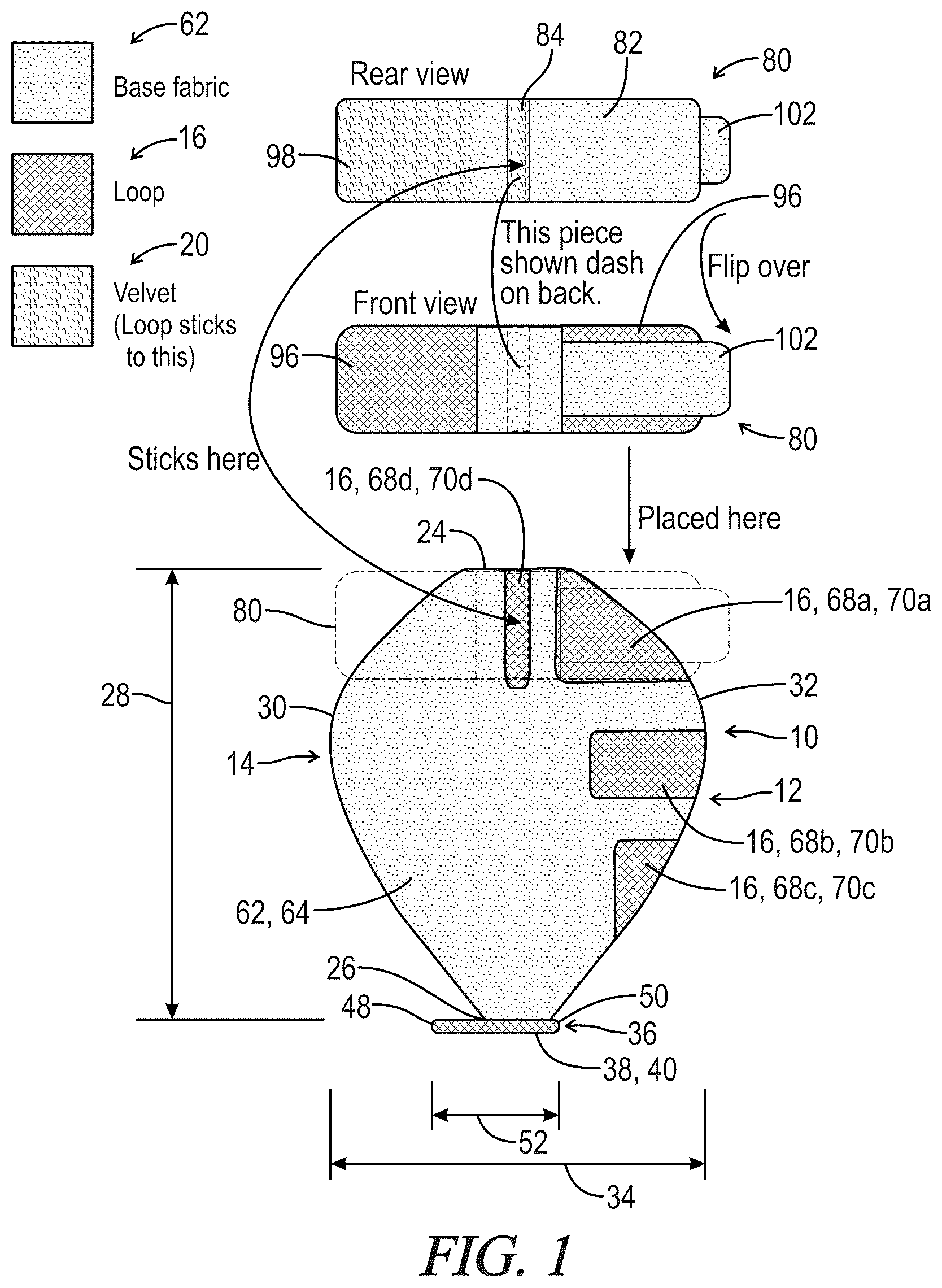 Patent US12396493 Figure 1 – Swaddle blanket