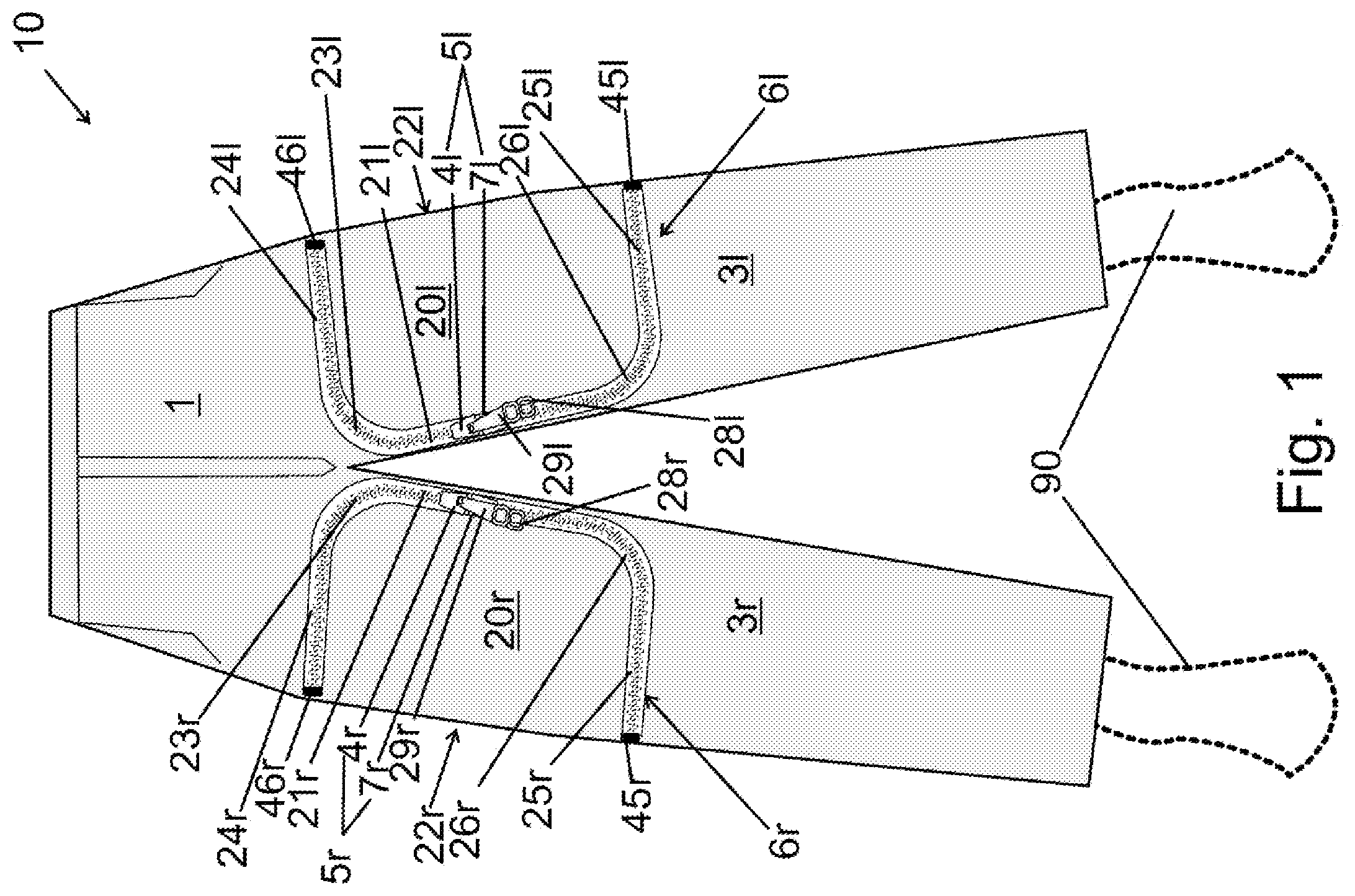 Patent US12396495 Figure 1 – Pants that can accommodate a catheter