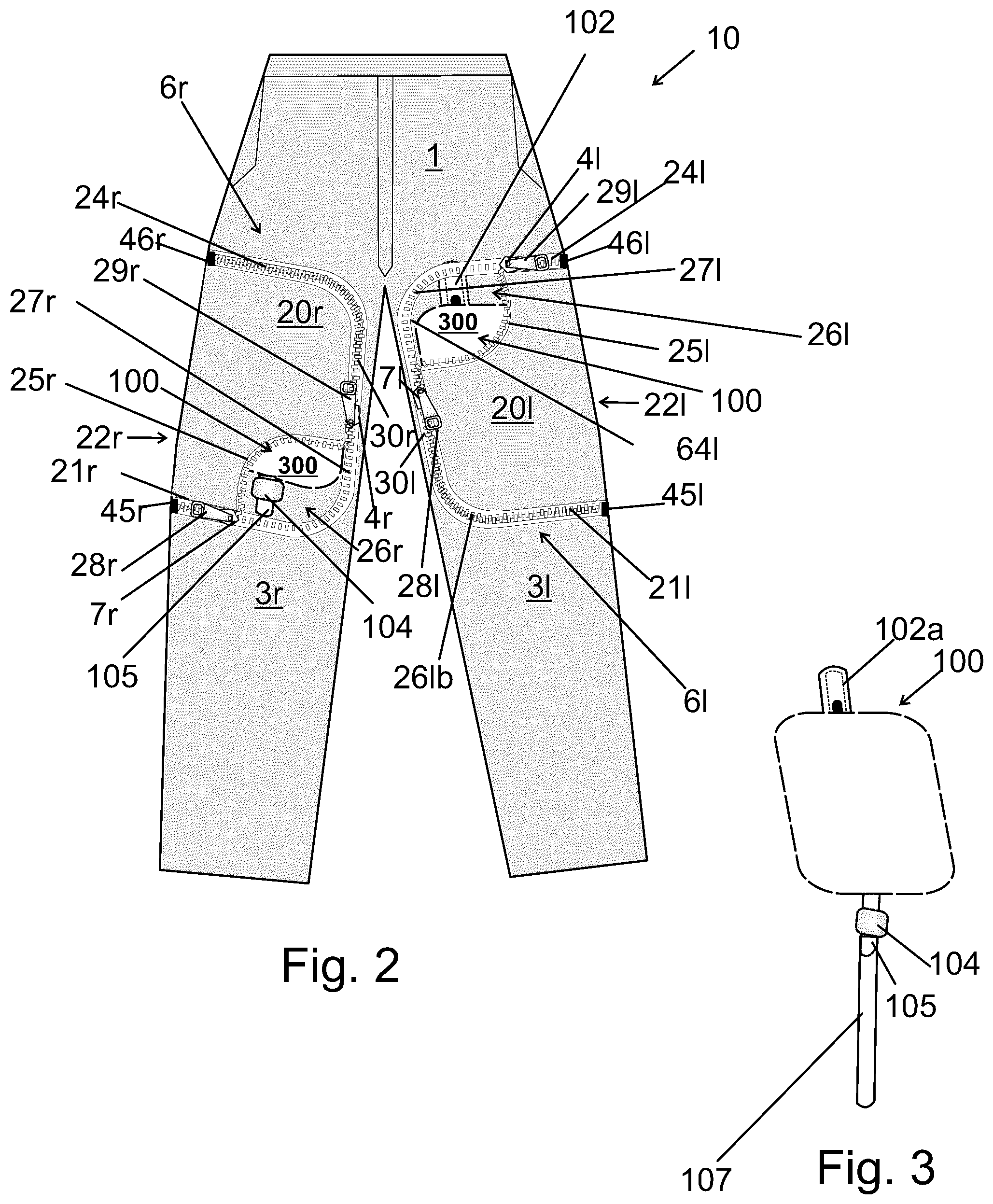 Patent US12396495 Figure 2 – Pants that can accommodate a catheter