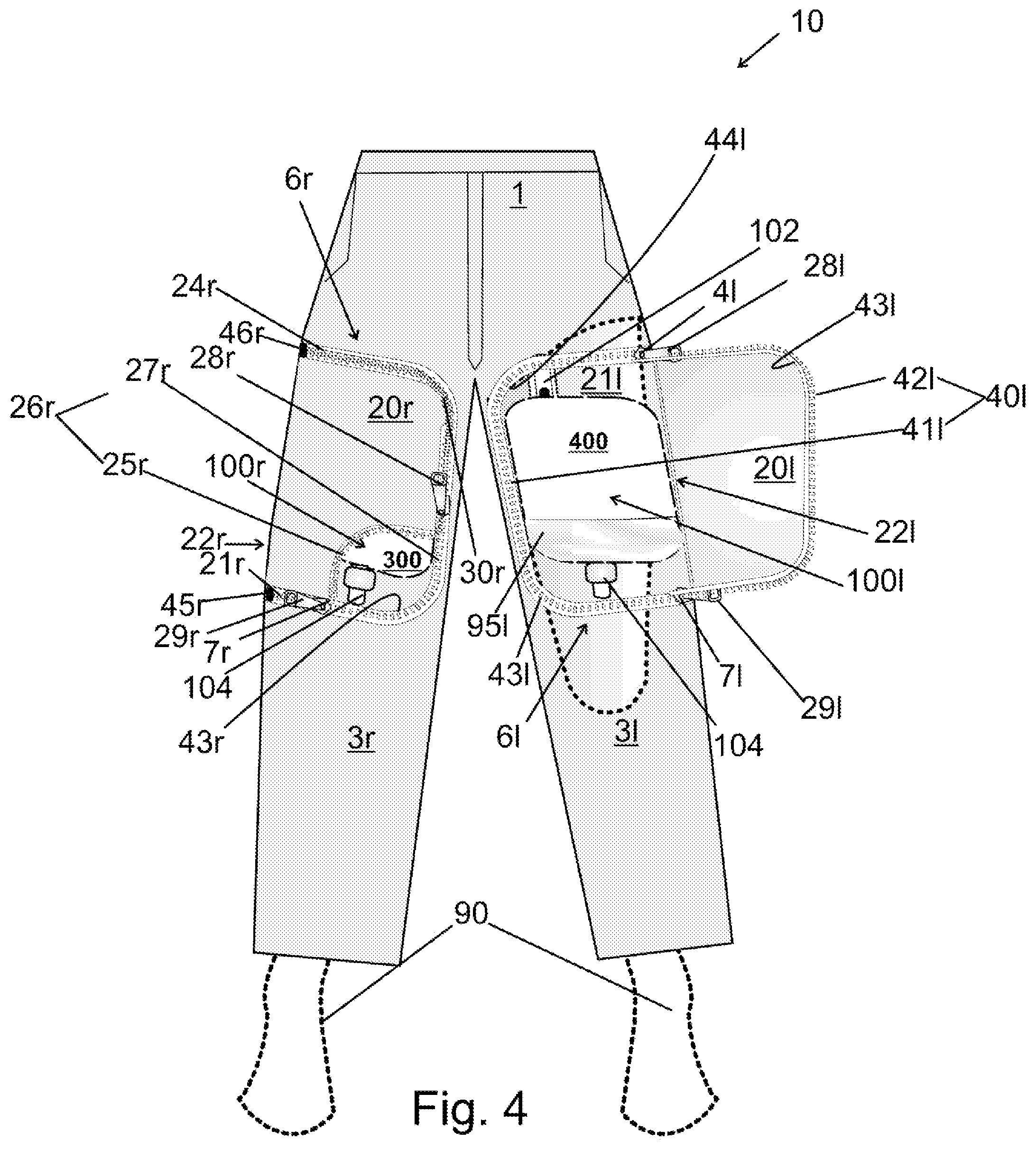 Patent US12396495 Figure 3 – Pants that can accommodate a catheter
