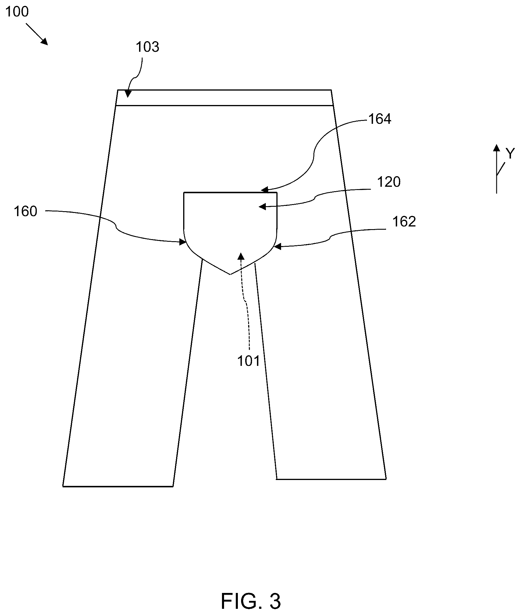 Patent US12396496 Figure 3 – Garment for facilitating urination