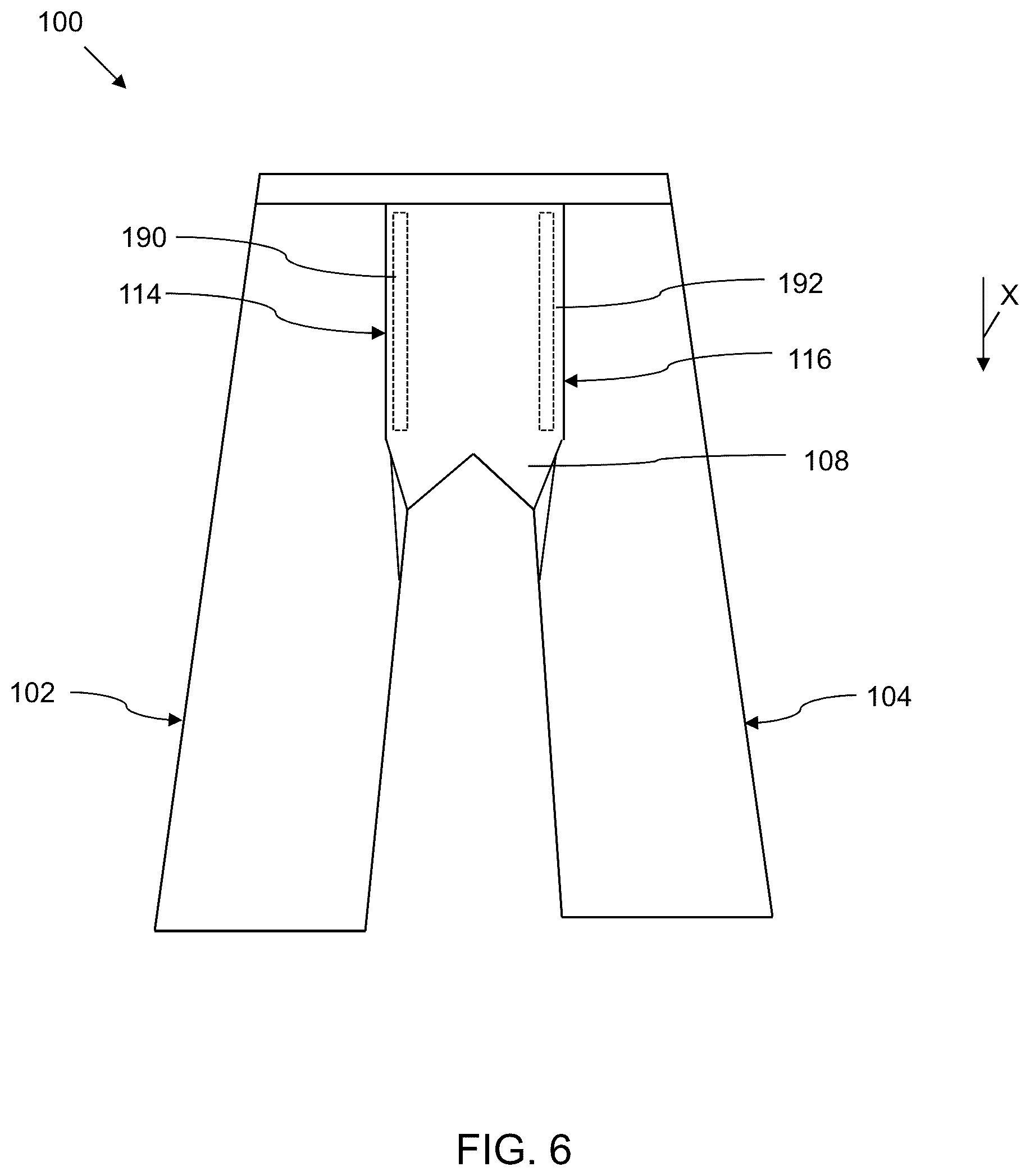 Patent US12396496 Figure 6 – Garment for facilitating urination