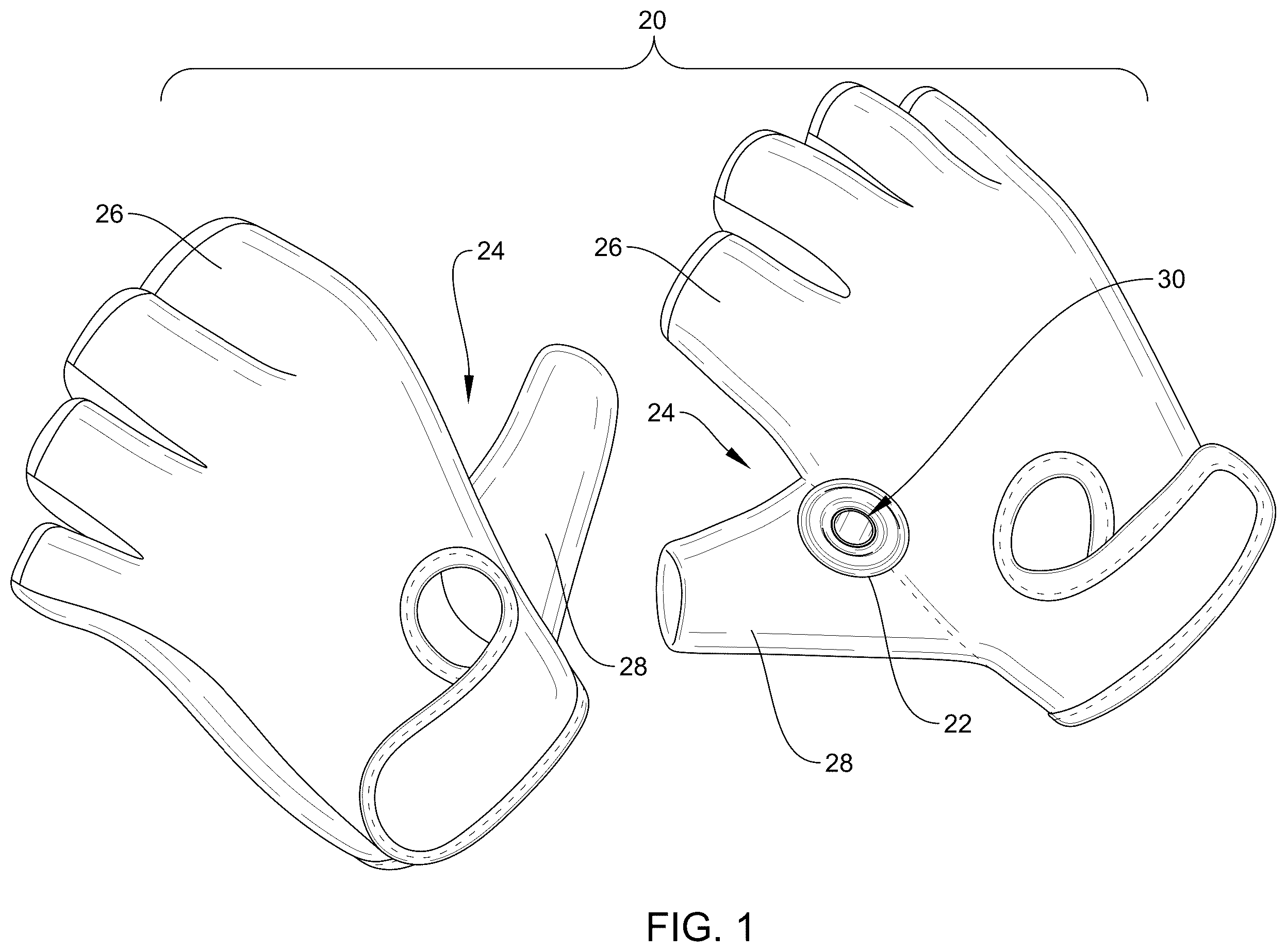 Patent US12396502 Figure 1 – Self defense glove