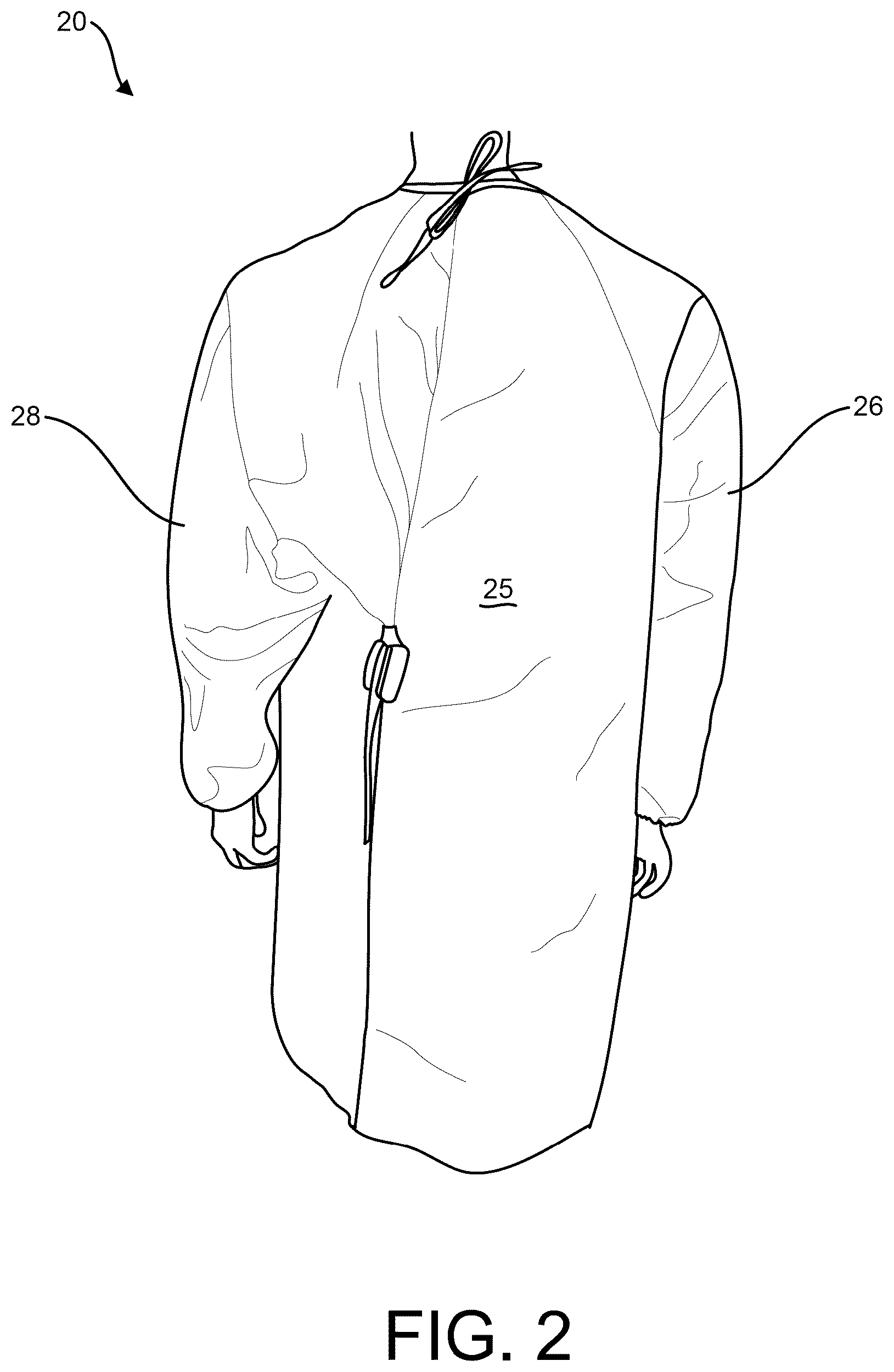 Patent US12396505 Figure 2 – Protective garment and seam tape used therewith