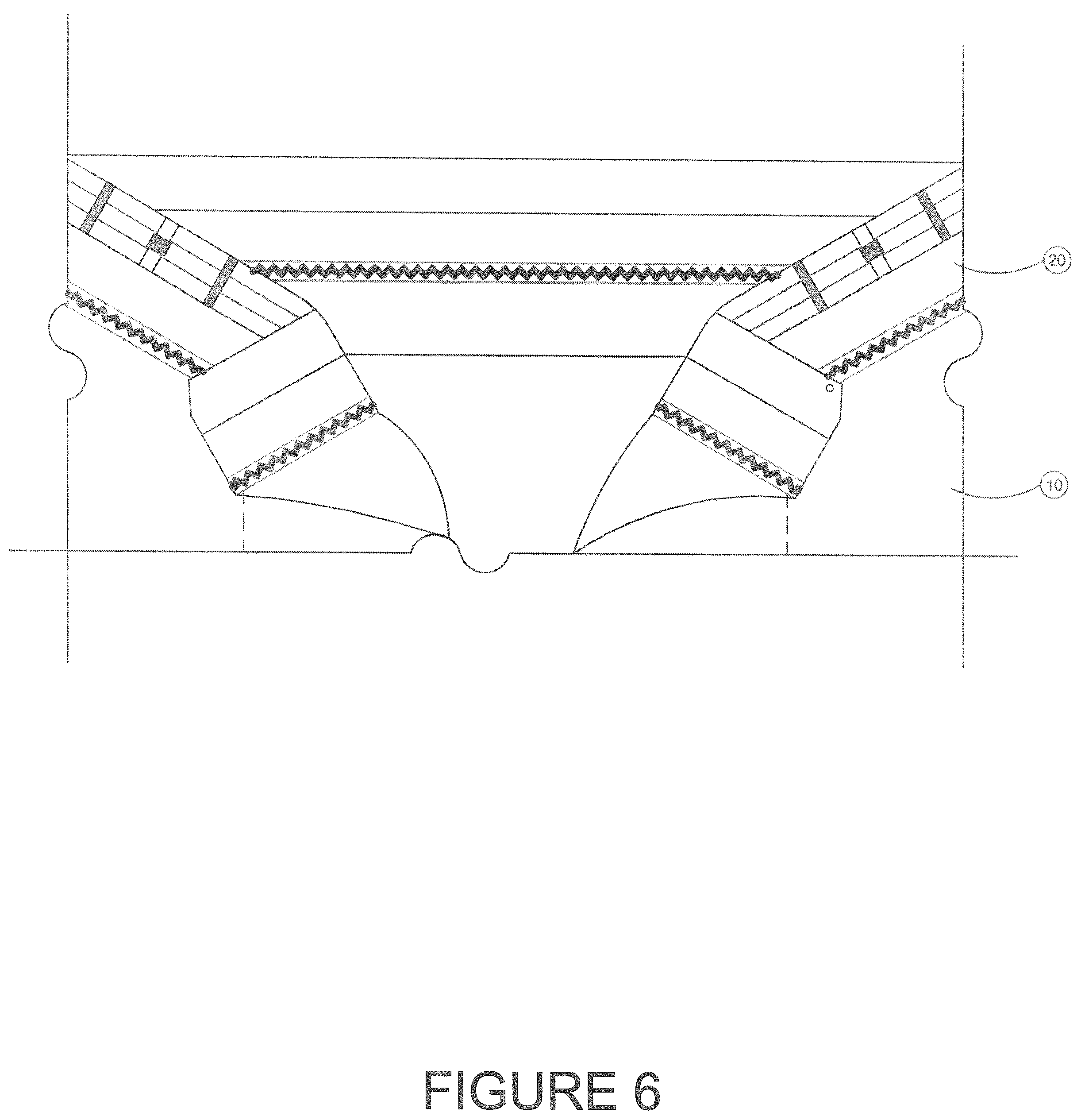Patent US12396507 Figure 6 – Reinforced separable waistband for uniform garments