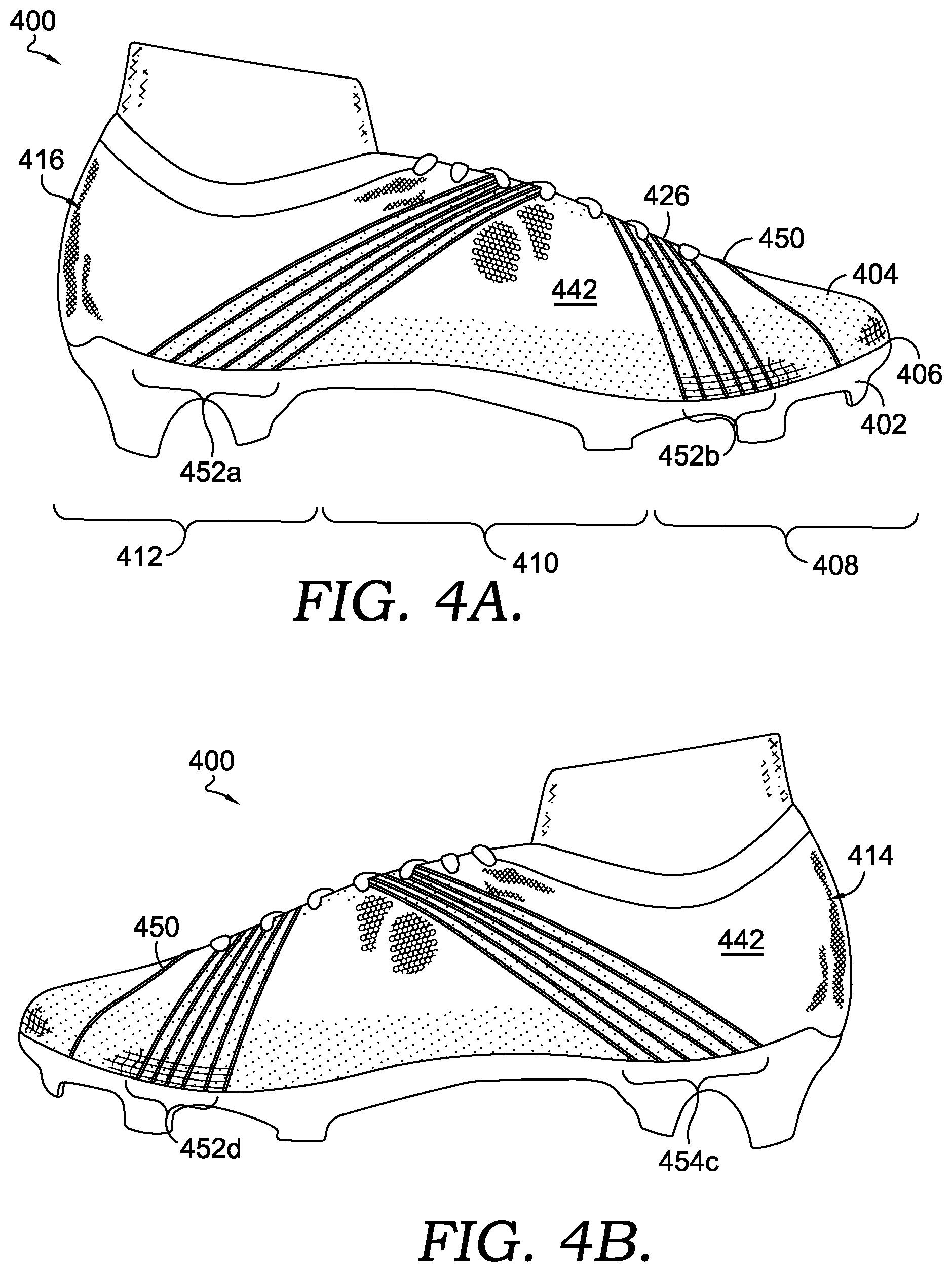 Patent US12396512 Figure 4 – Articles of footwear with knitted components and methods of manufacturing the same