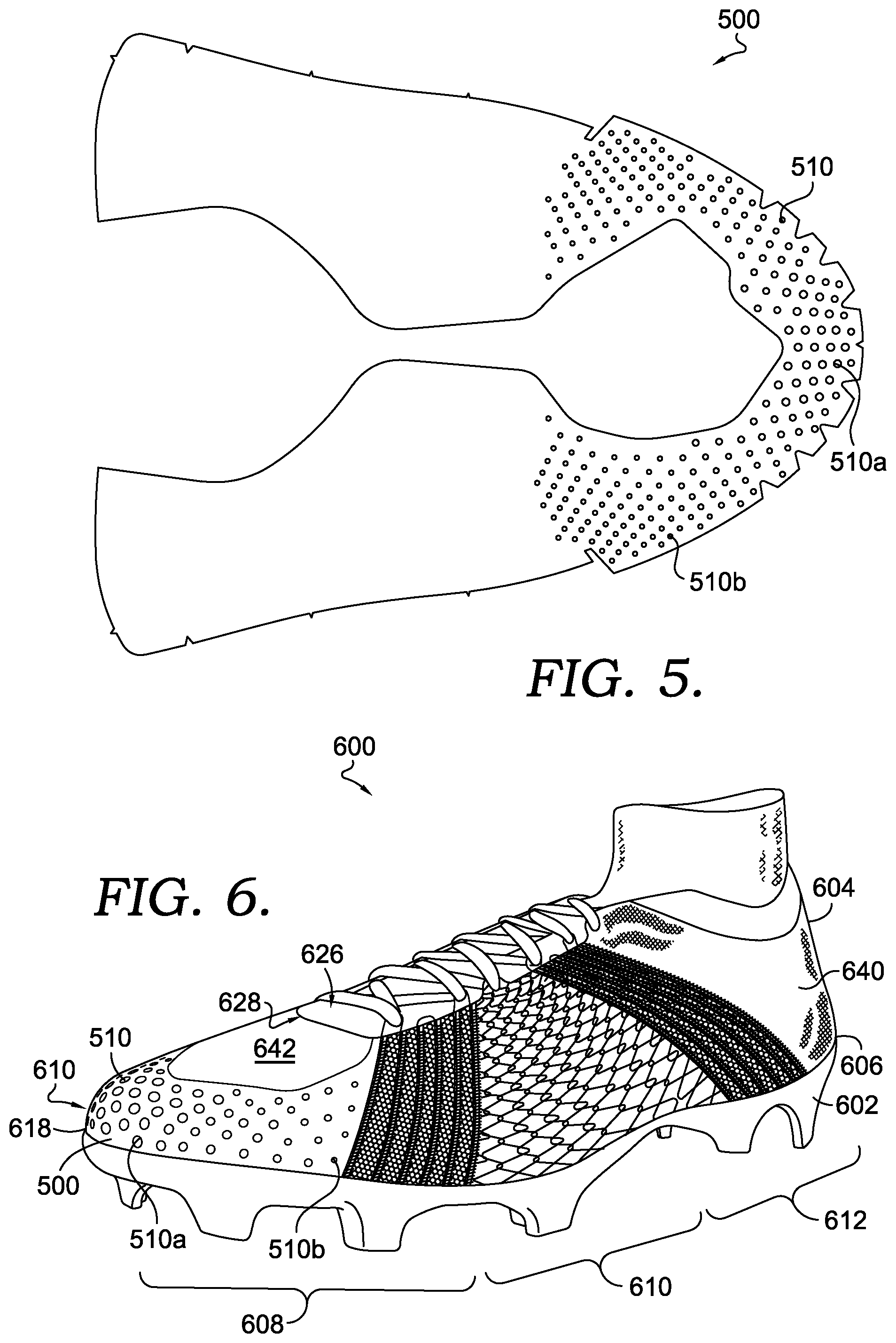 Patent US12396512 Figure 6 – Articles of footwear with knitted components and methods of manufacturing the same