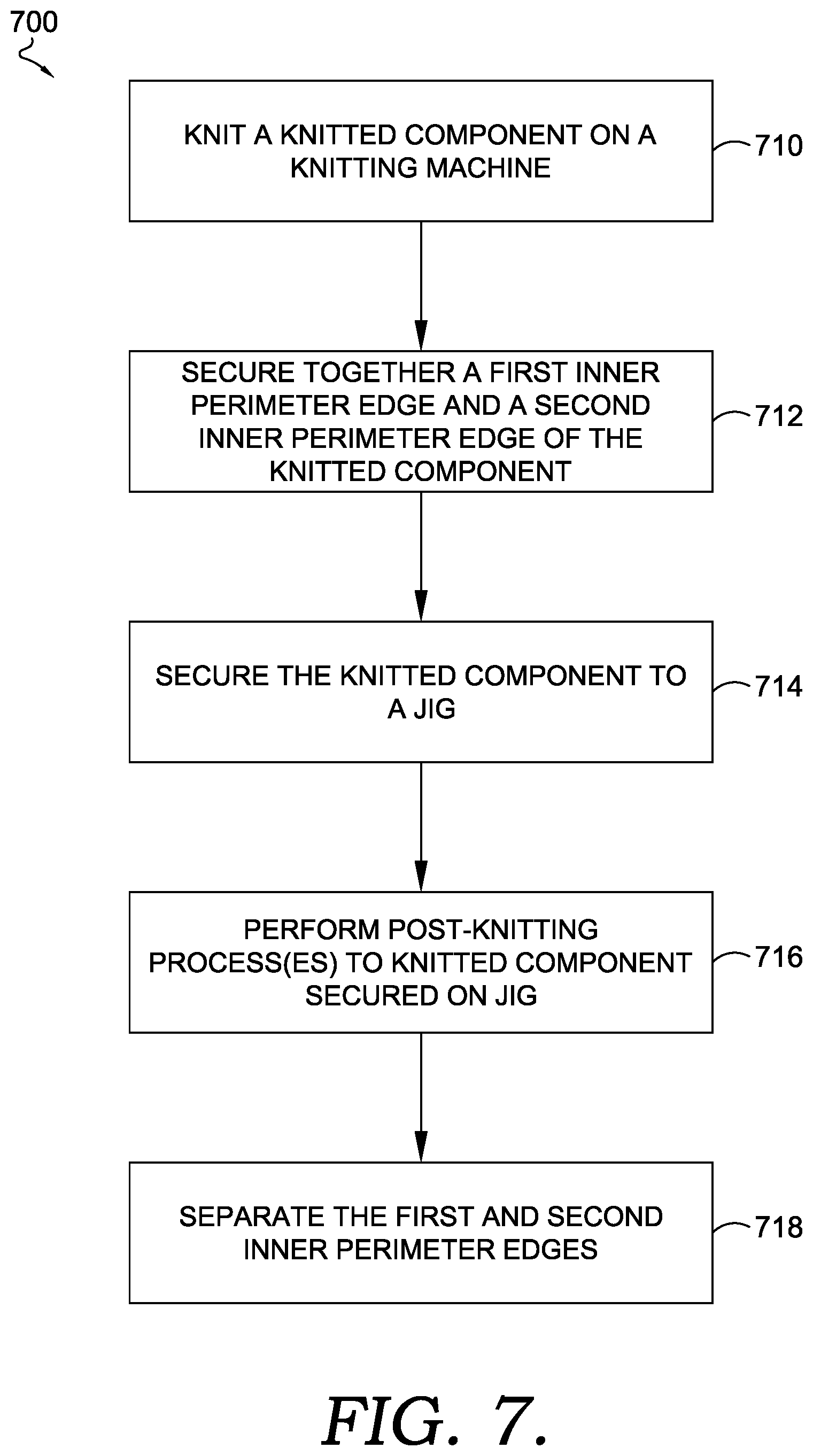 Patent US12396512 Figure 7 – Articles of footwear with knitted components and methods of manufacturing the same