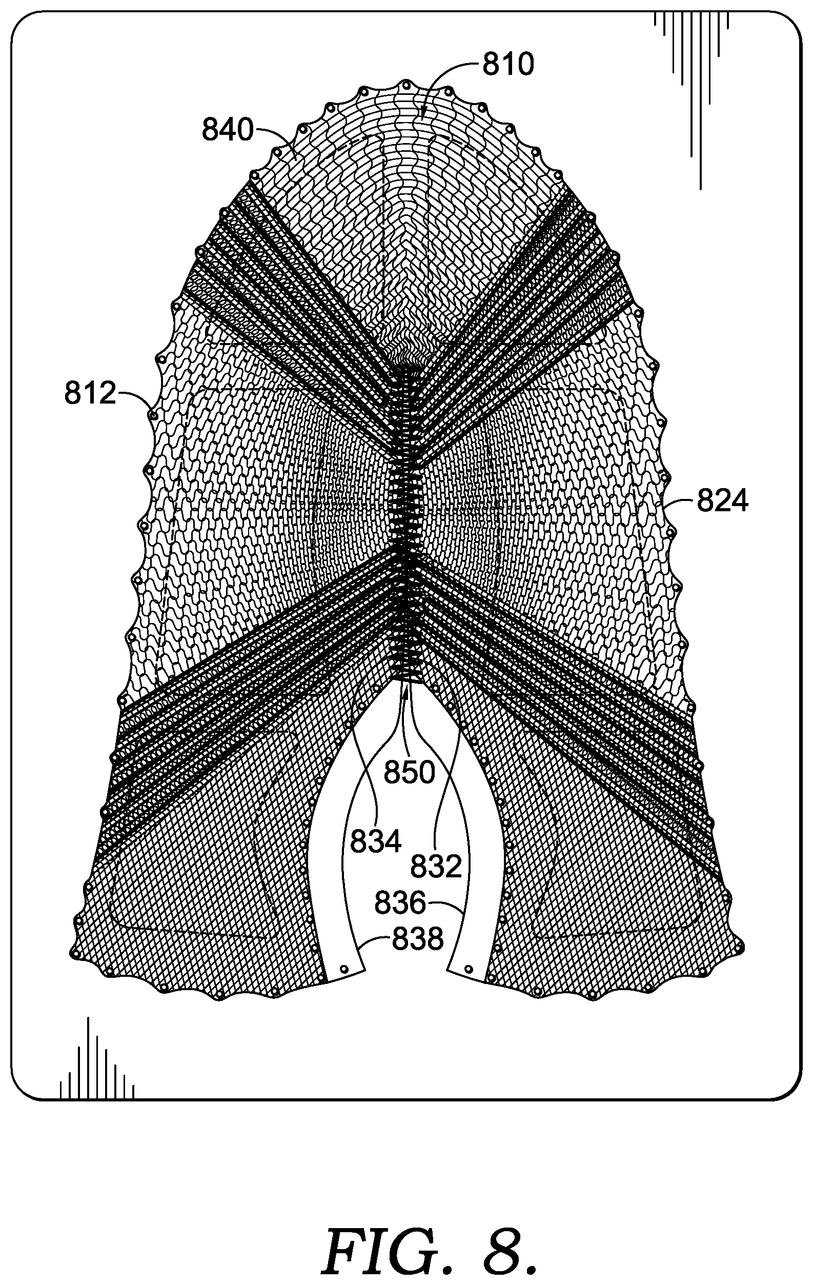 Patent US12396512 Figure 8 – Articles of footwear with knitted components and methods of manufacturing the same