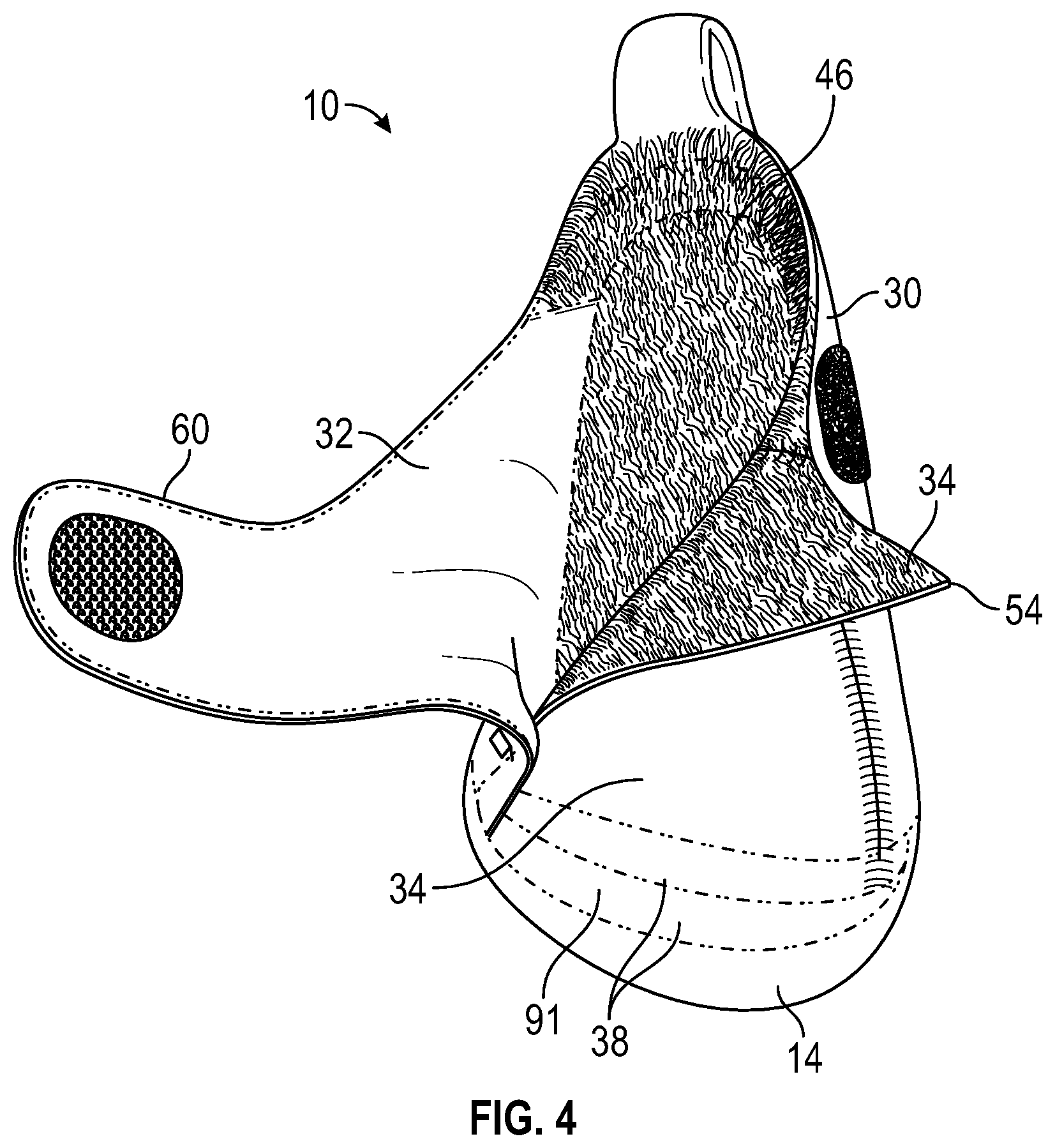 Patent US12396513 Figure 4 – Article of footwear with integrally-knitted upper and sole including grip yarn and method of manufacturing