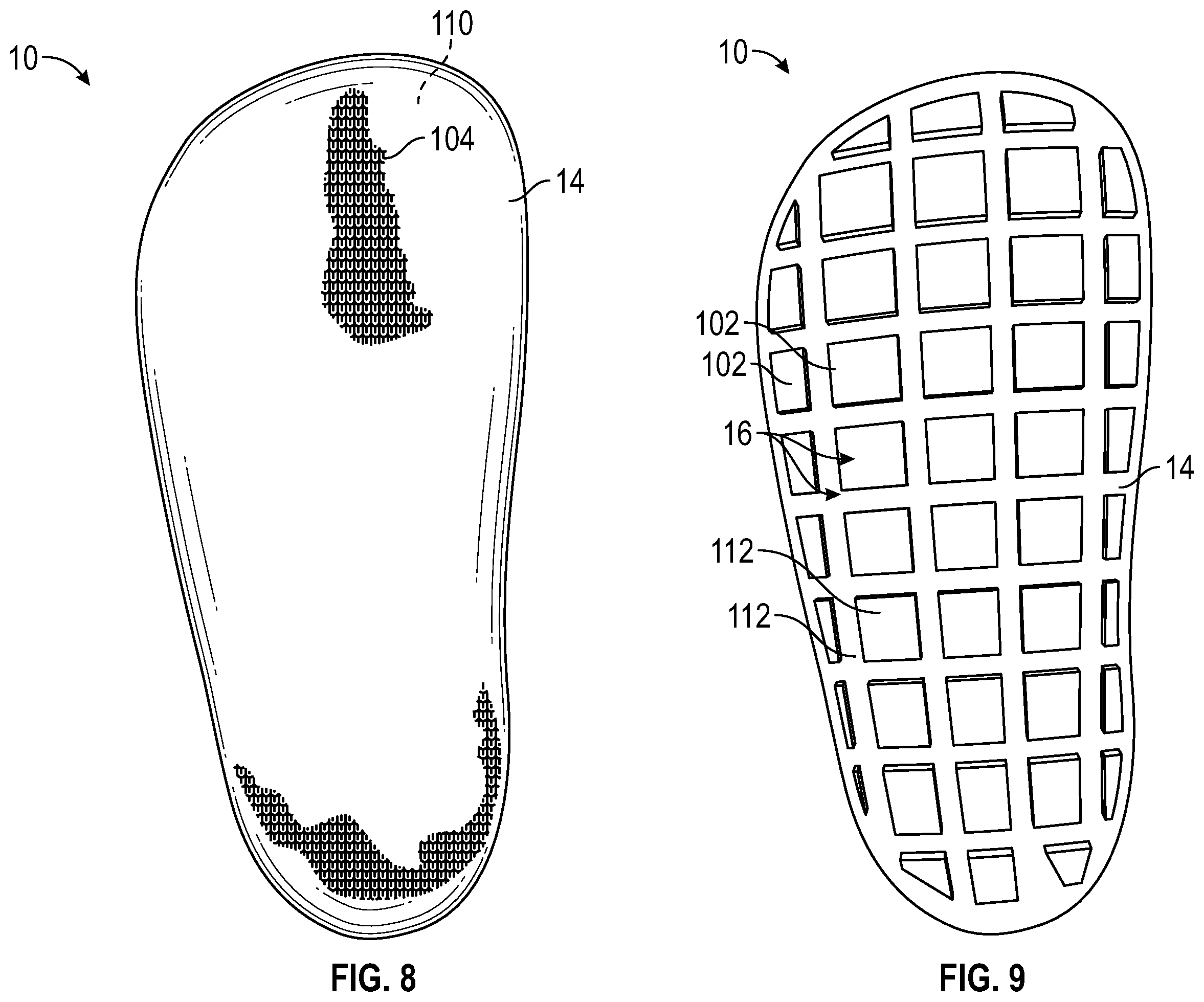 Patent US12396513 Figure 8 – Article of footwear with integrally-knitted upper and sole including grip yarn and method of manufacturing