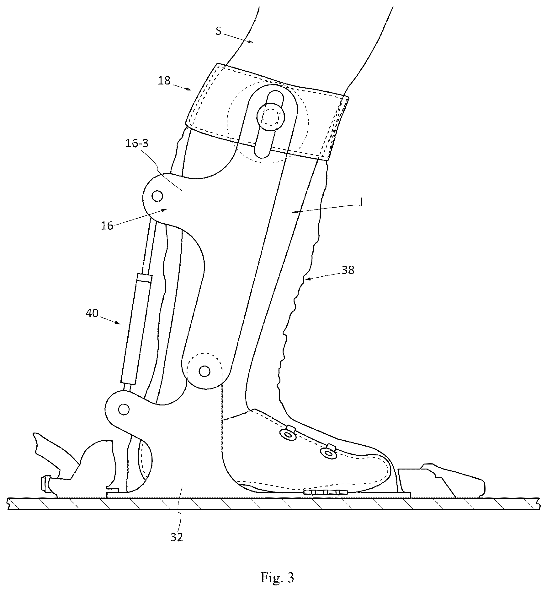 Patent US12396514 Figure 3 – Device for connecting the lower leg of a skier to a ski binding, and footwear assembly incorporating said device