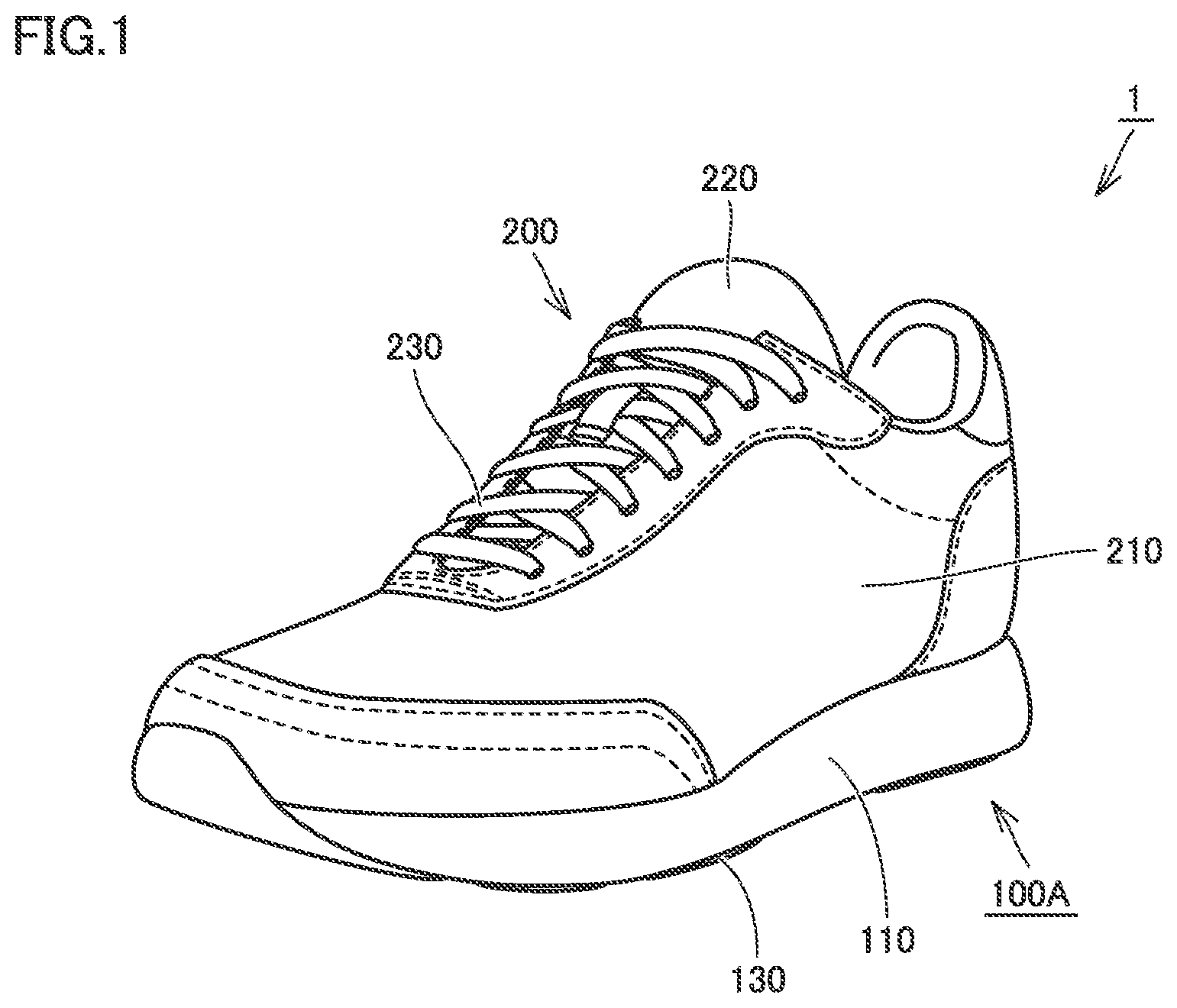 Patent US12396515 — Shoe sole and shoe — Figure 1