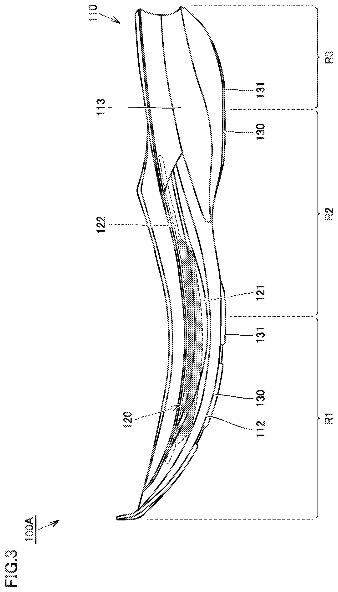 Patent US12396515 Figure 3 – Shoe sole and shoe
