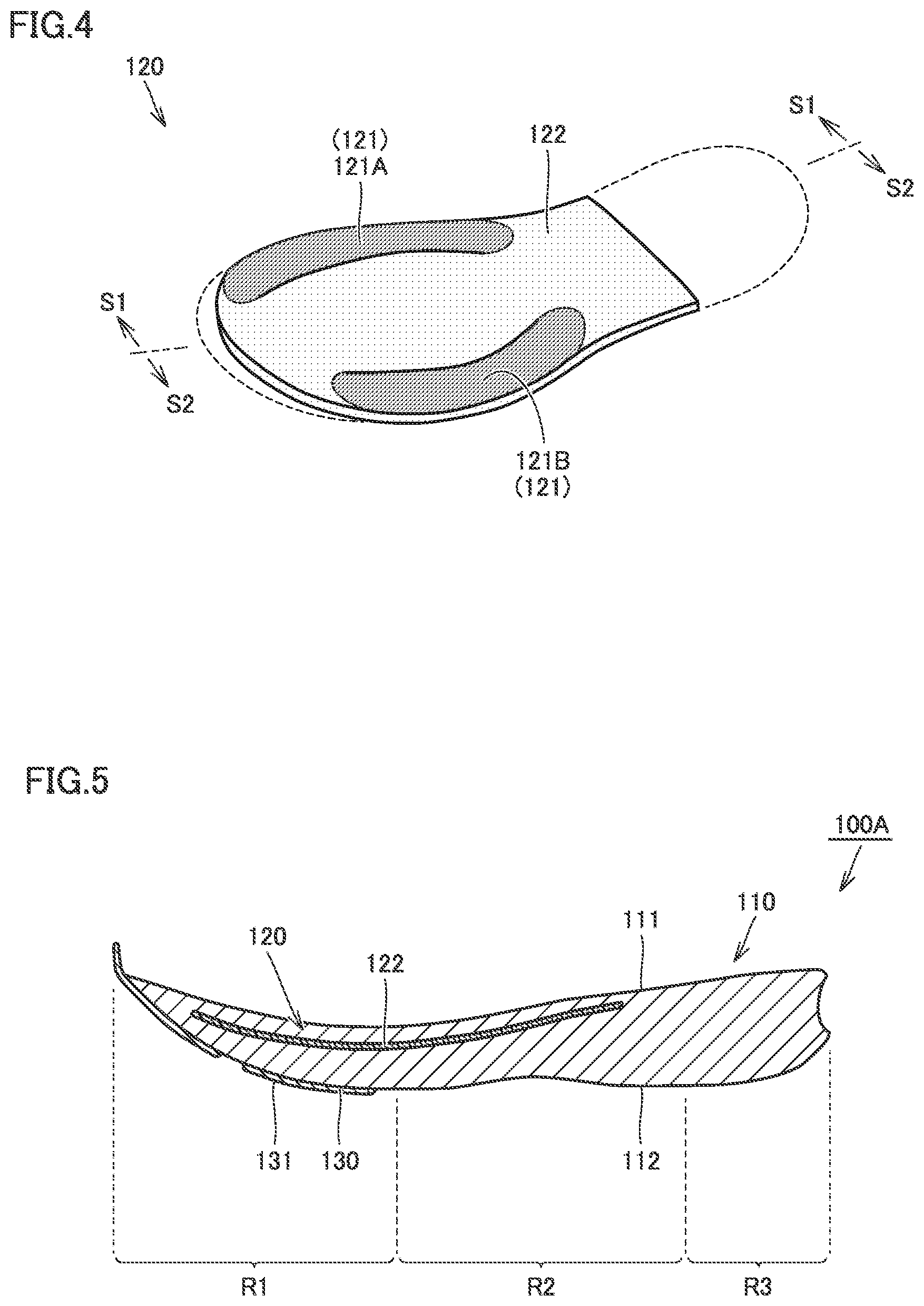 Patent US12396515 Figure 4 – Shoe sole and shoe
