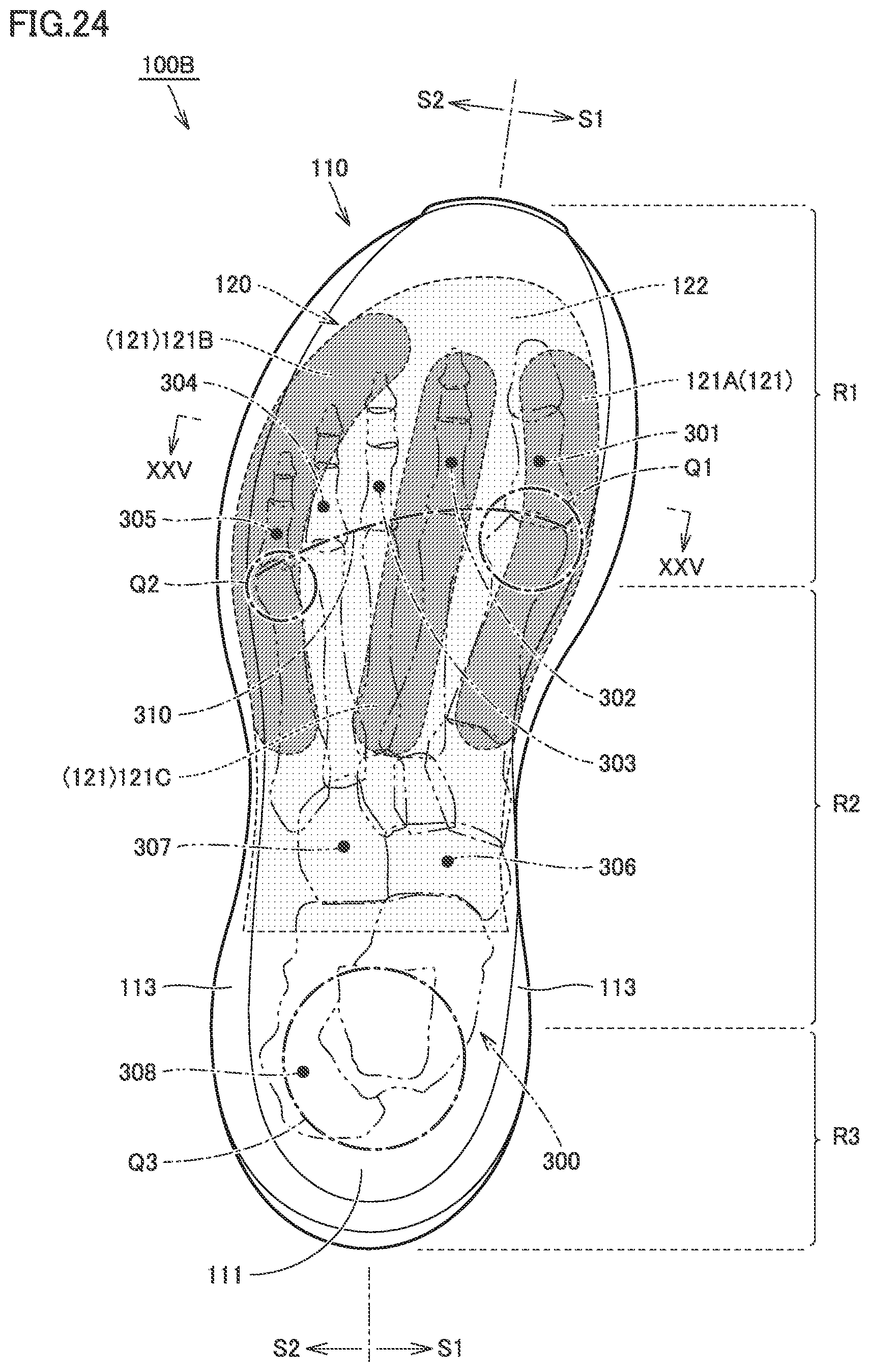 Patent US12396515 Figure 14 – Shoe sole and shoe