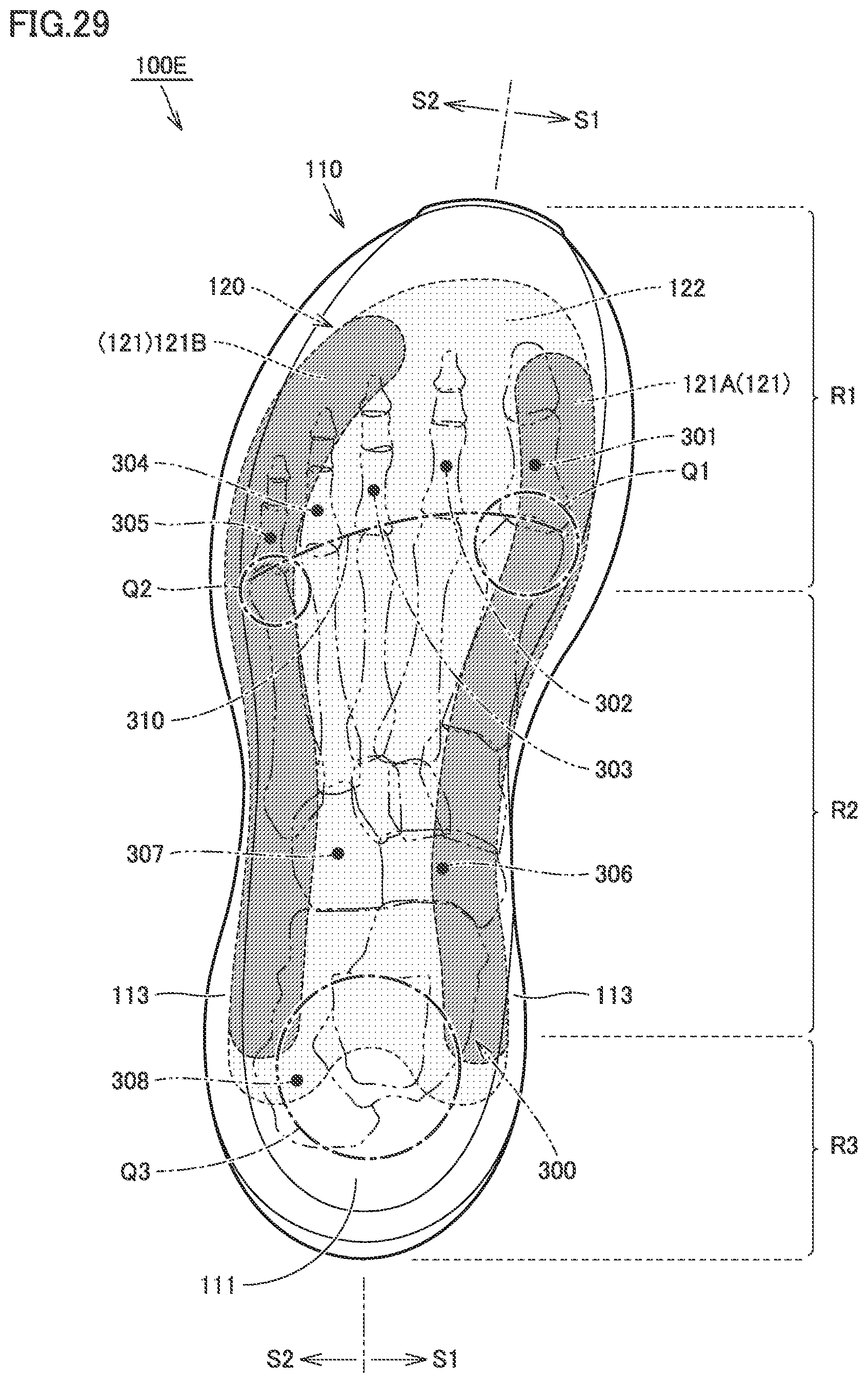 Patent US12396515 Figure 19 – Shoe sole and shoe