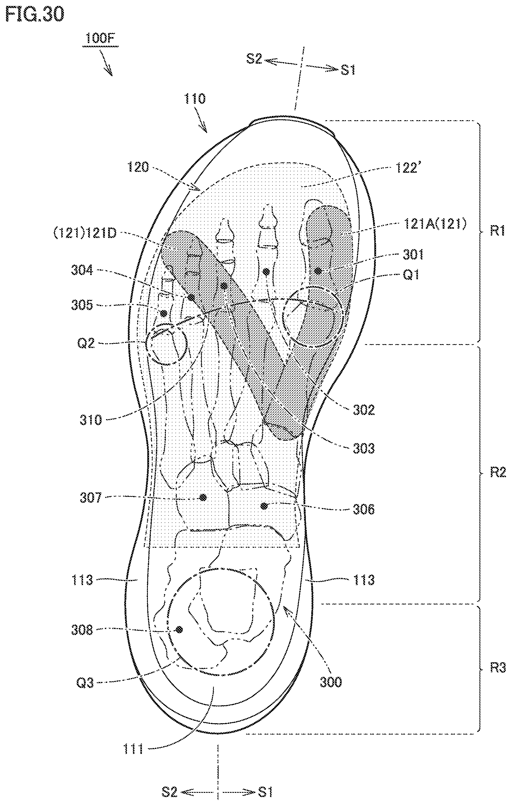 Patent US12396515 Figure 20 – Shoe sole and shoe