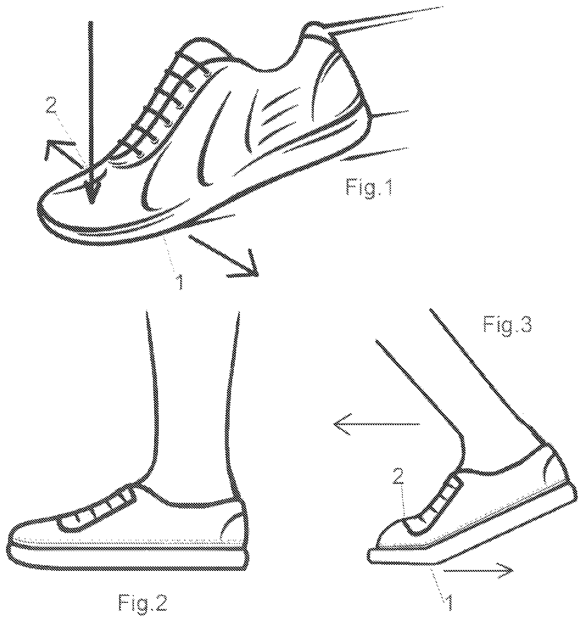Patent US12396516 — Modular system for composing footwear assembled by combining at least two interchangeable modules connected in a removable way by connecting means — Figure 1