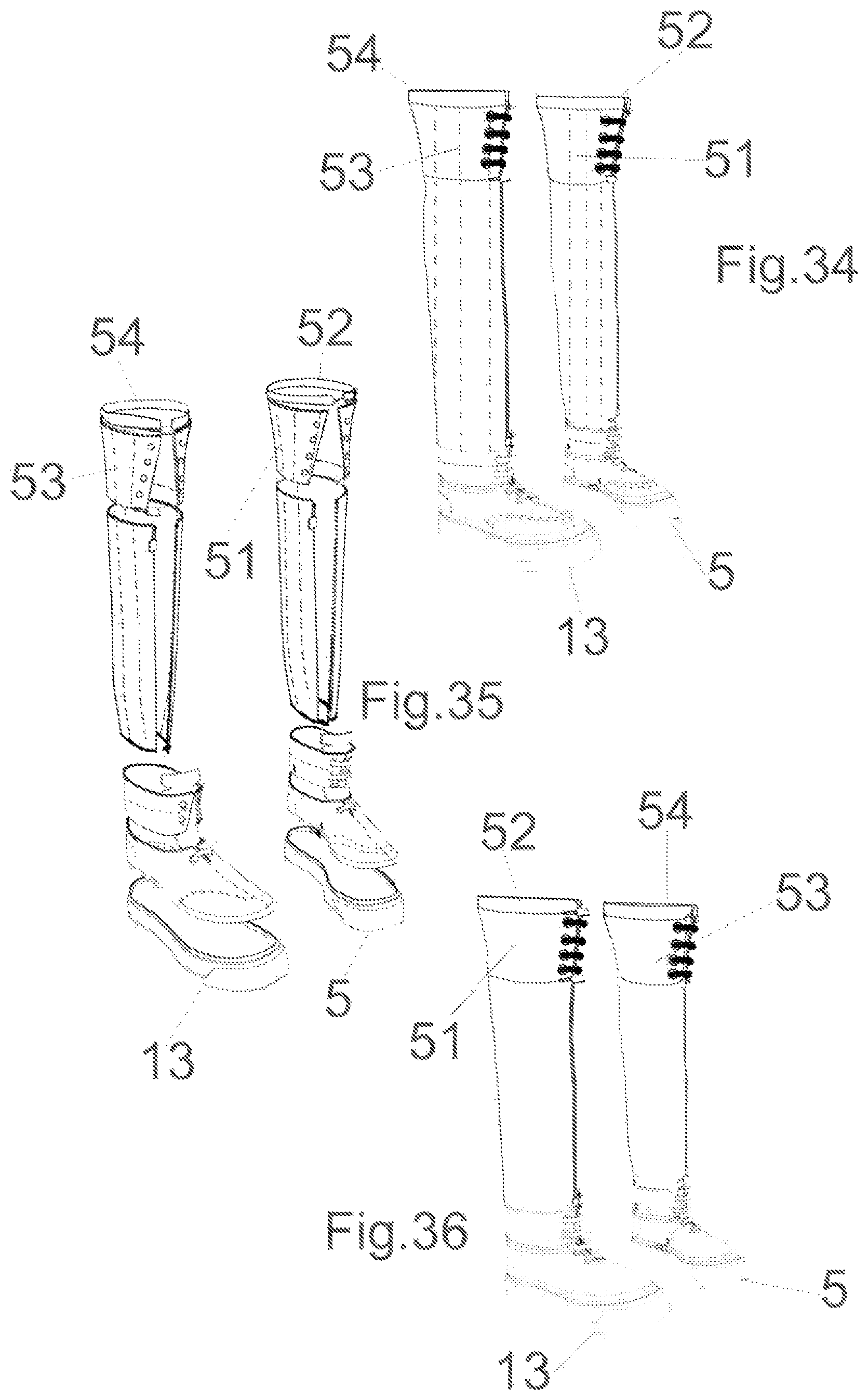 Patent US12396516 Figure 12 – Modular system for composing footwear assembled by combining at least two interchangeable modules connected in a removable way by connecting means