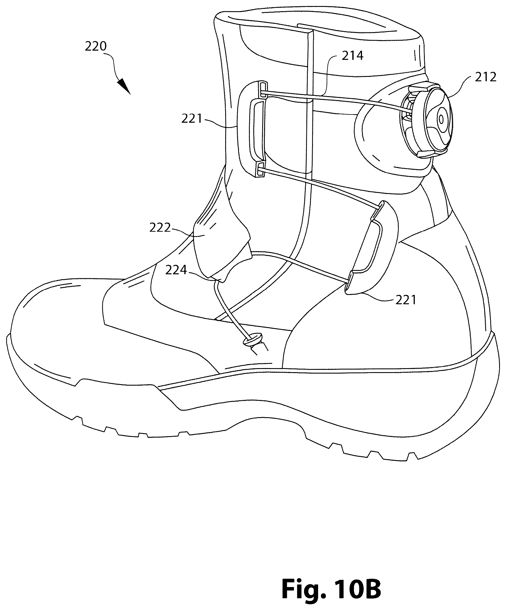 Patent US12396520 Figure 20 – Configurations for footwear employing reel based closure systems