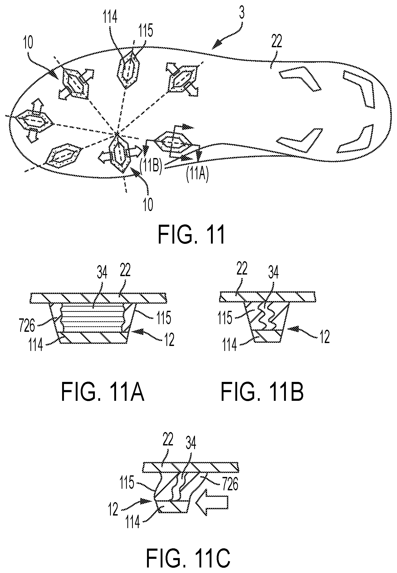 Patent US12396522 Figure 7 – Deflectable cleat system for footwear