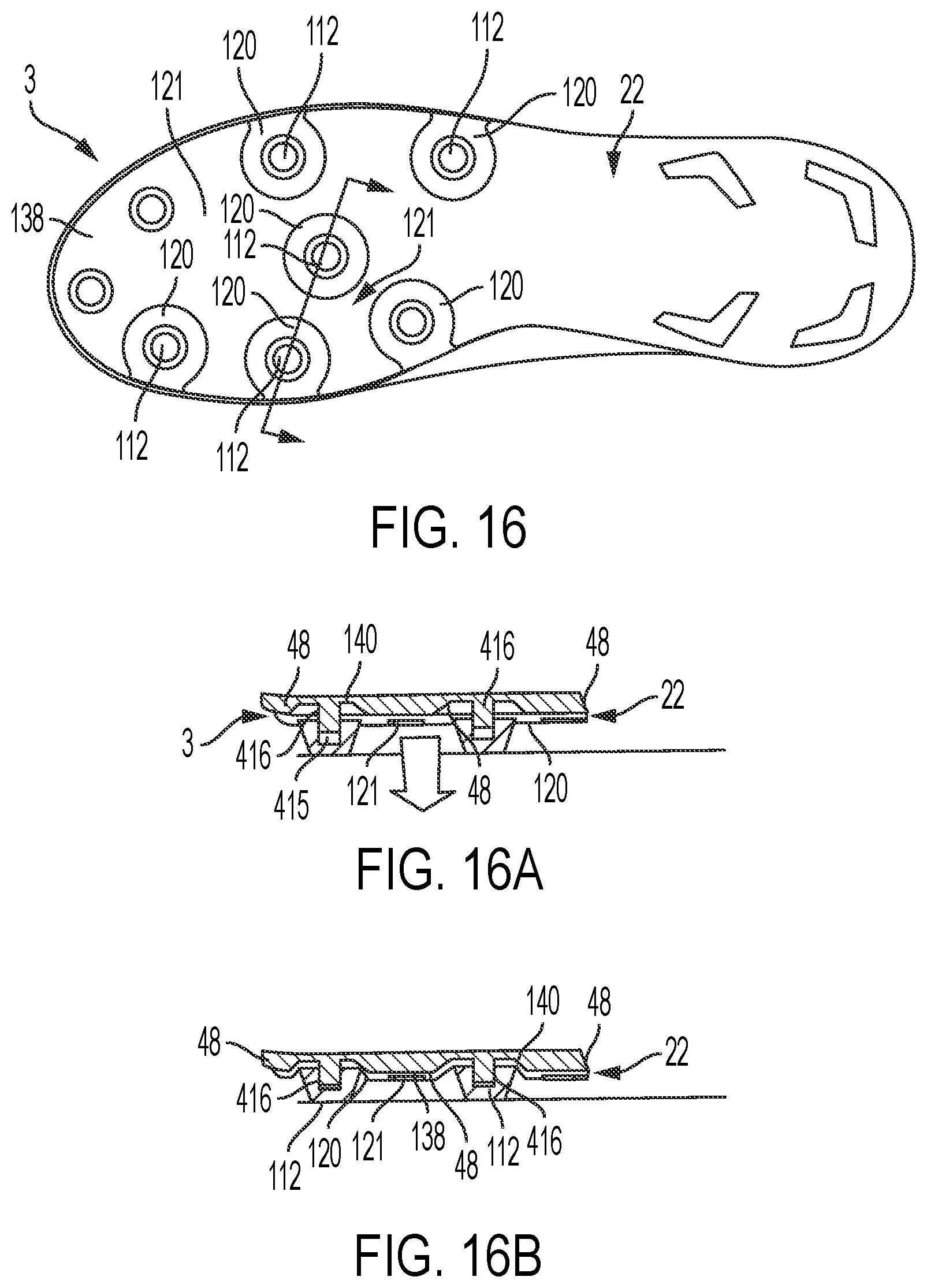 Patent US12396522 Figure 12 – Deflectable cleat system for footwear