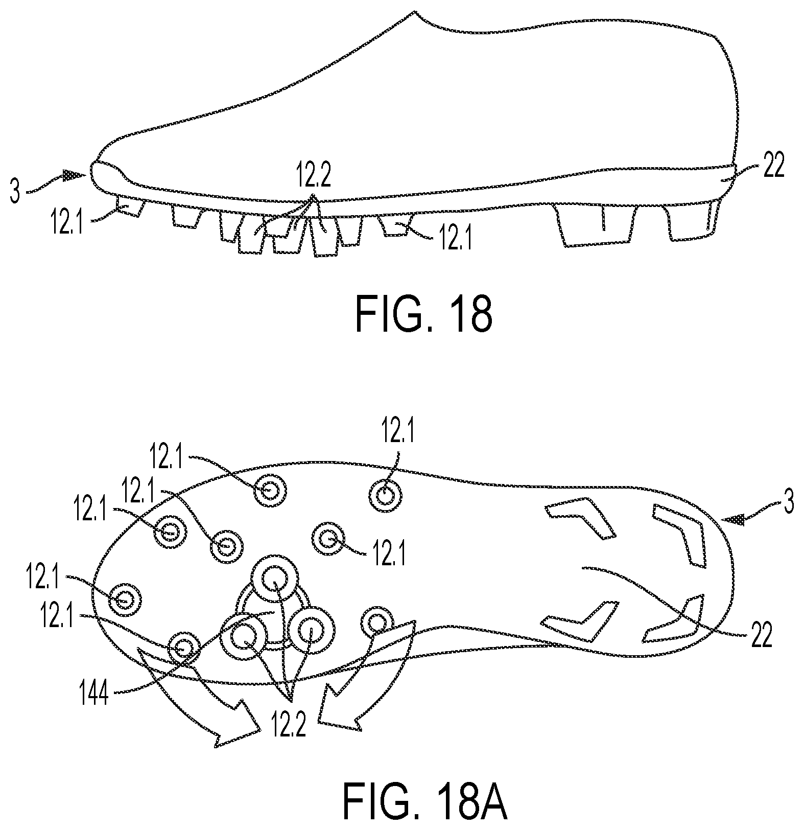 Patent US12396522 Figure 14 – Deflectable cleat system for footwear