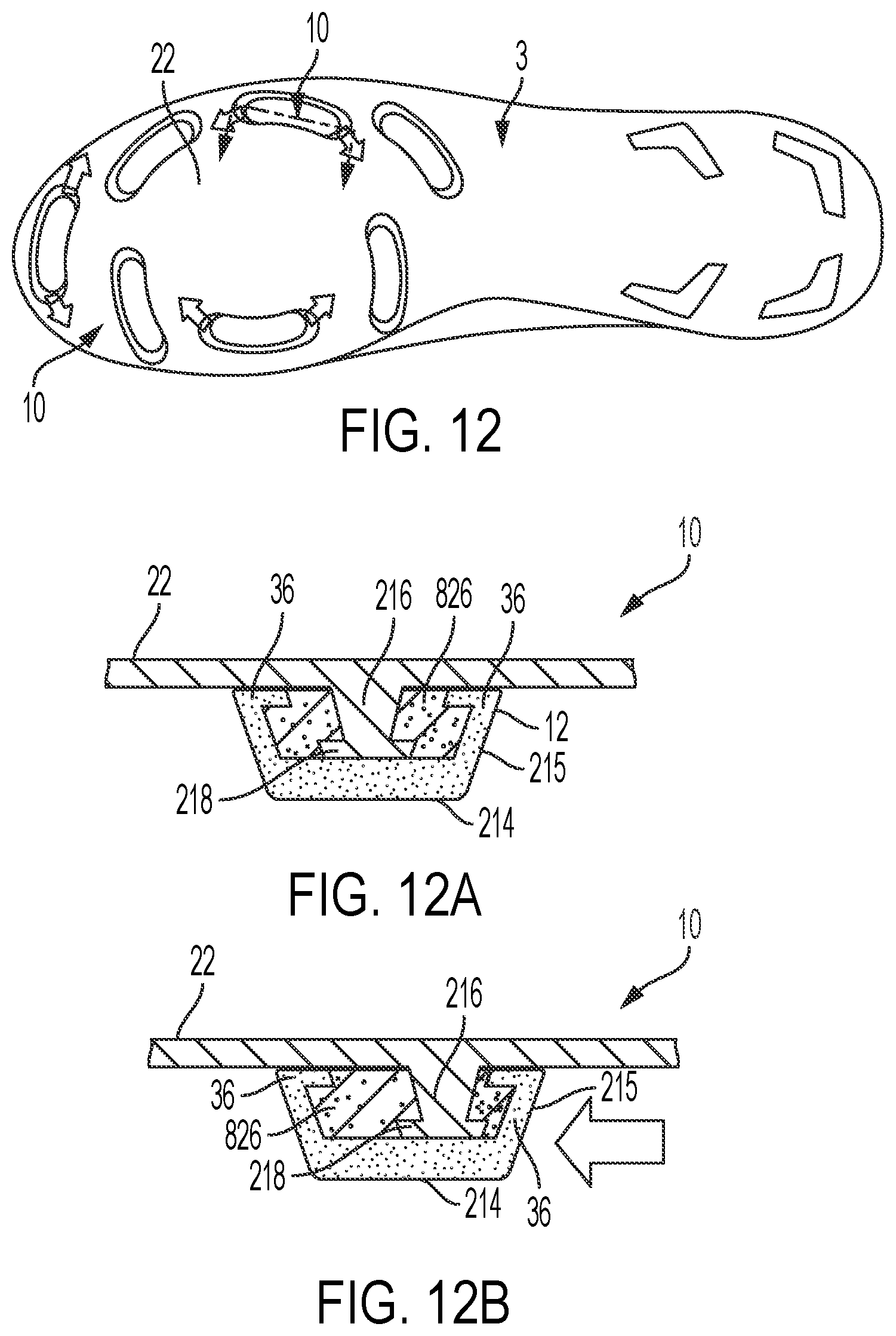 Patent US12396523 Figure 8 – Deflectable cleat system for footwear
