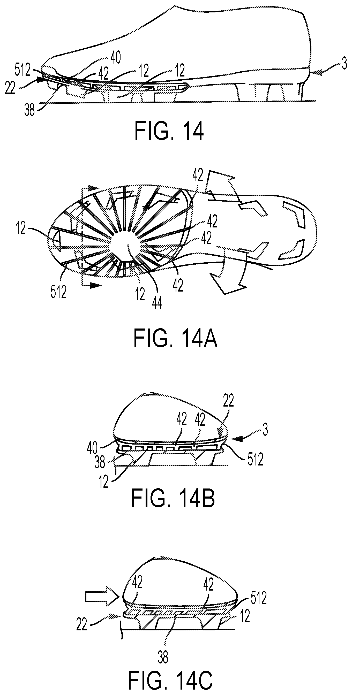 Patent US12396523 Figure 10 – Deflectable cleat system for footwear