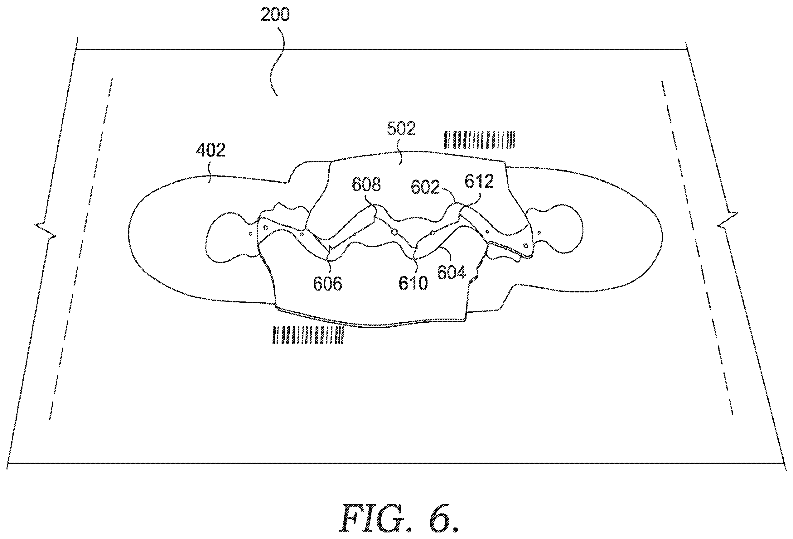 Patent US12396524 Figure 6 – Footwear manufacturing with a nested flat pattern upper