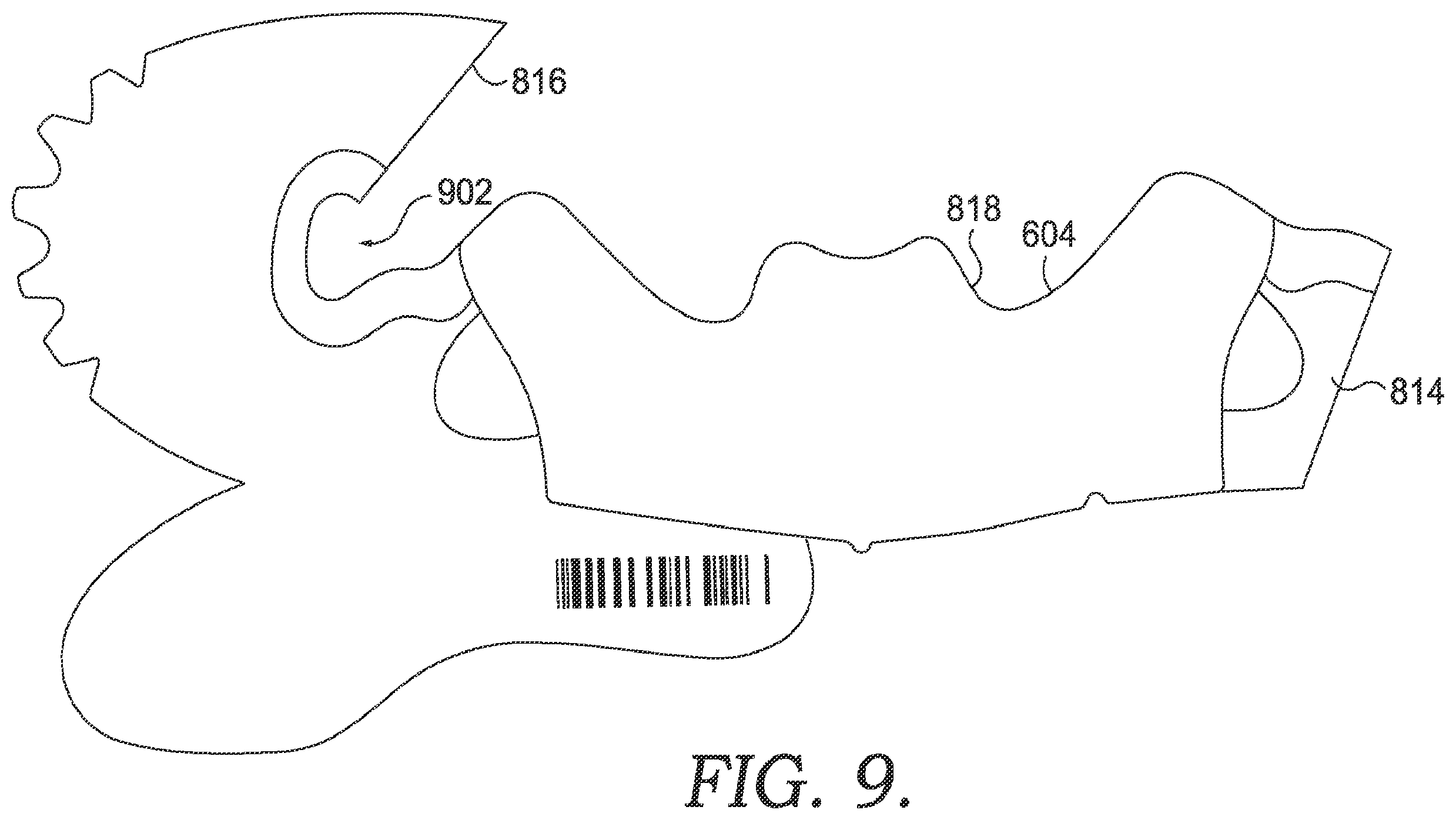Patent US12396524 Figure 9 – Footwear manufacturing with a nested flat pattern upper