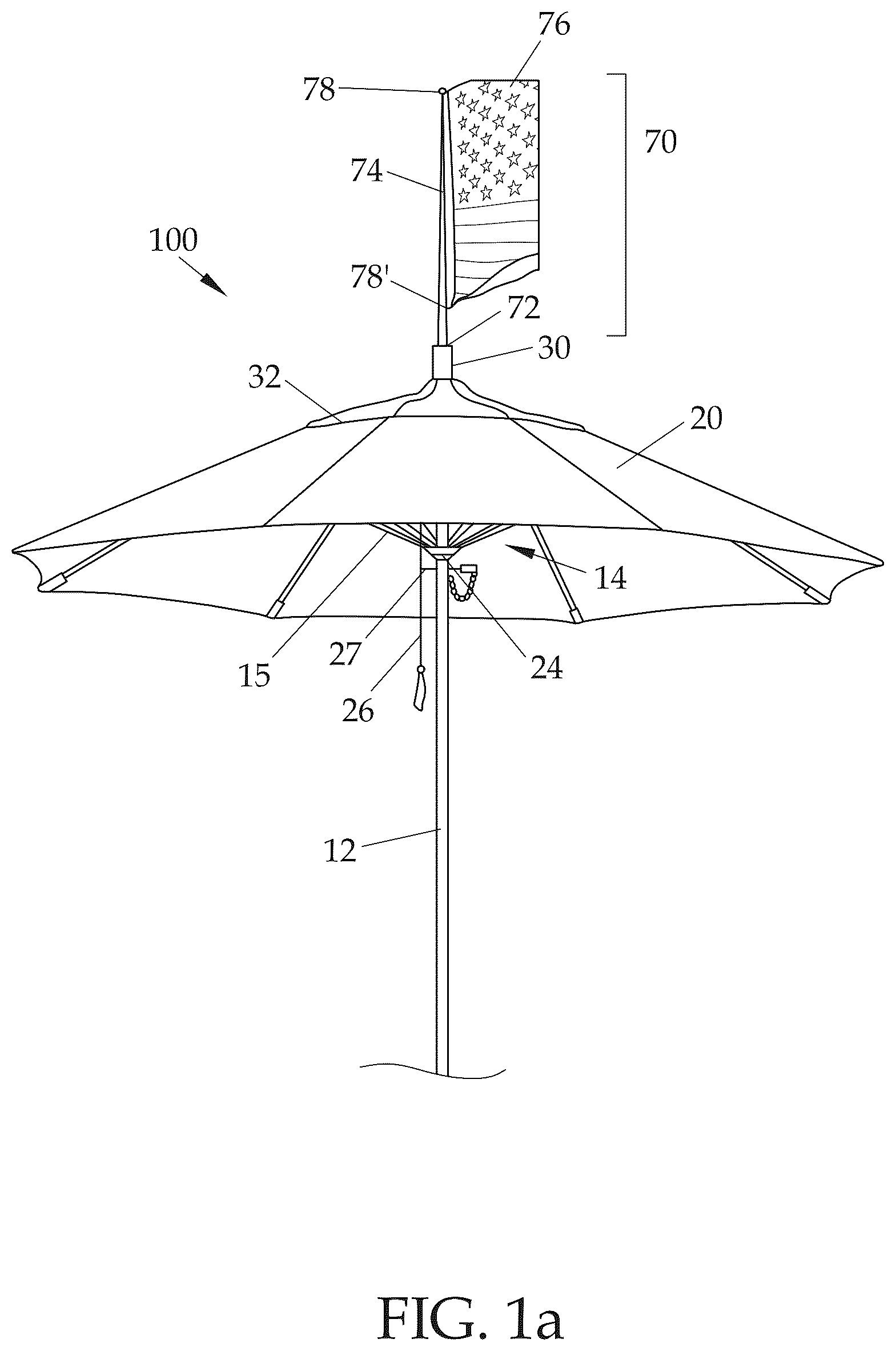 Patent US12396531 Figure 2 – Visor device and assembly for an umbrella